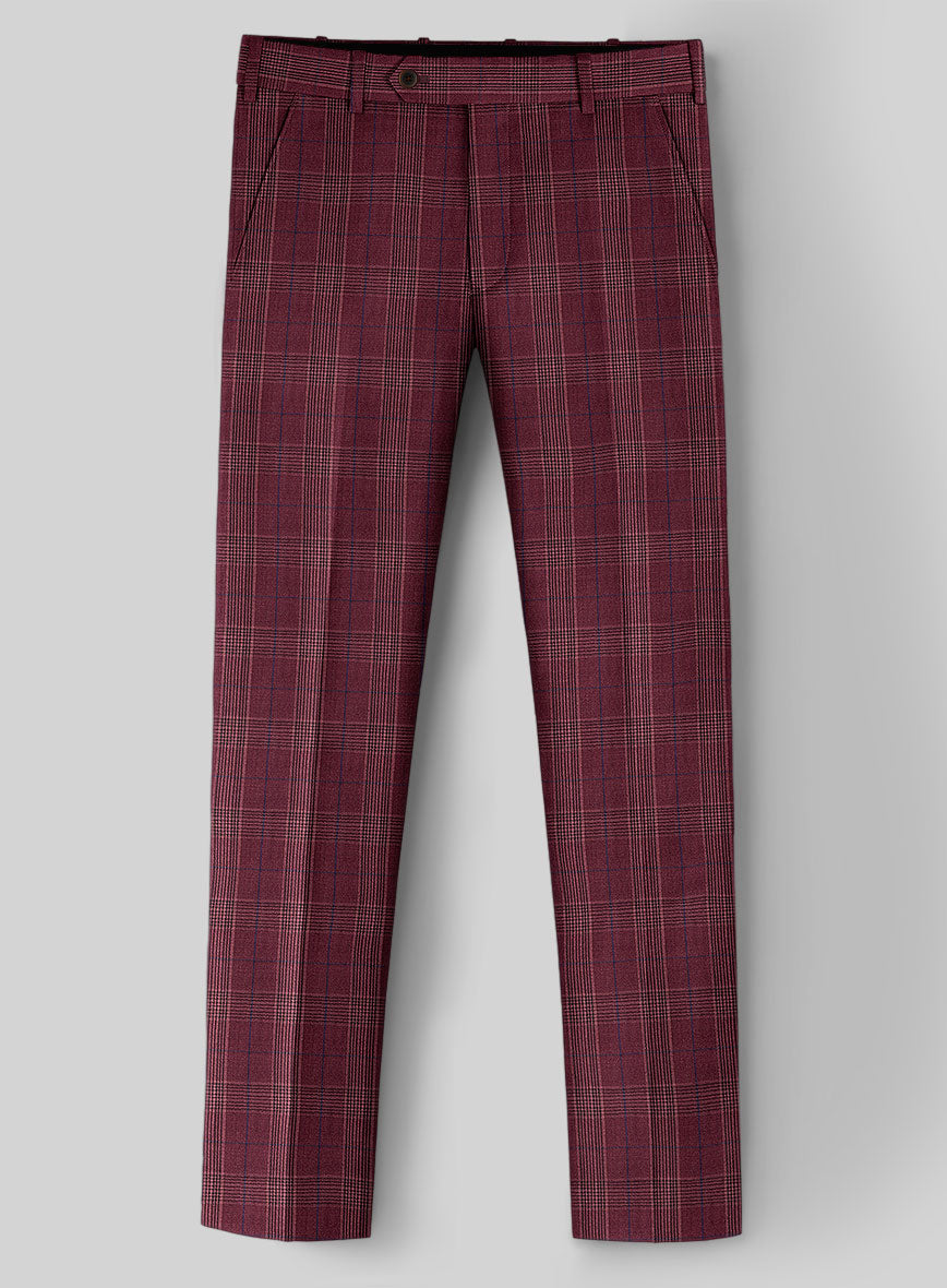StudioSuits Napolean Xina Tartan Maroon Wool Pants