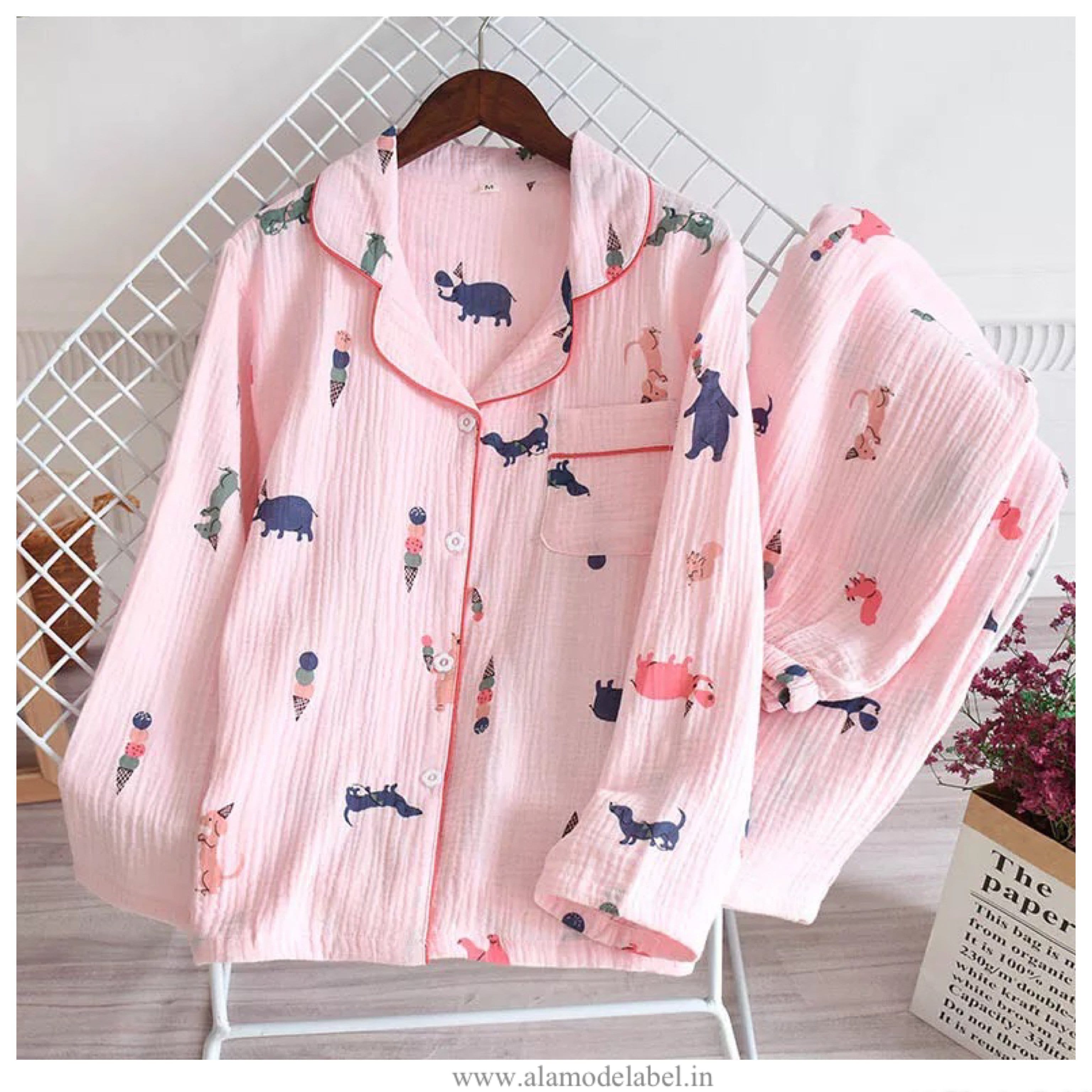 Alamode By Akanksha Bruno Cotton Nightsets – Pink