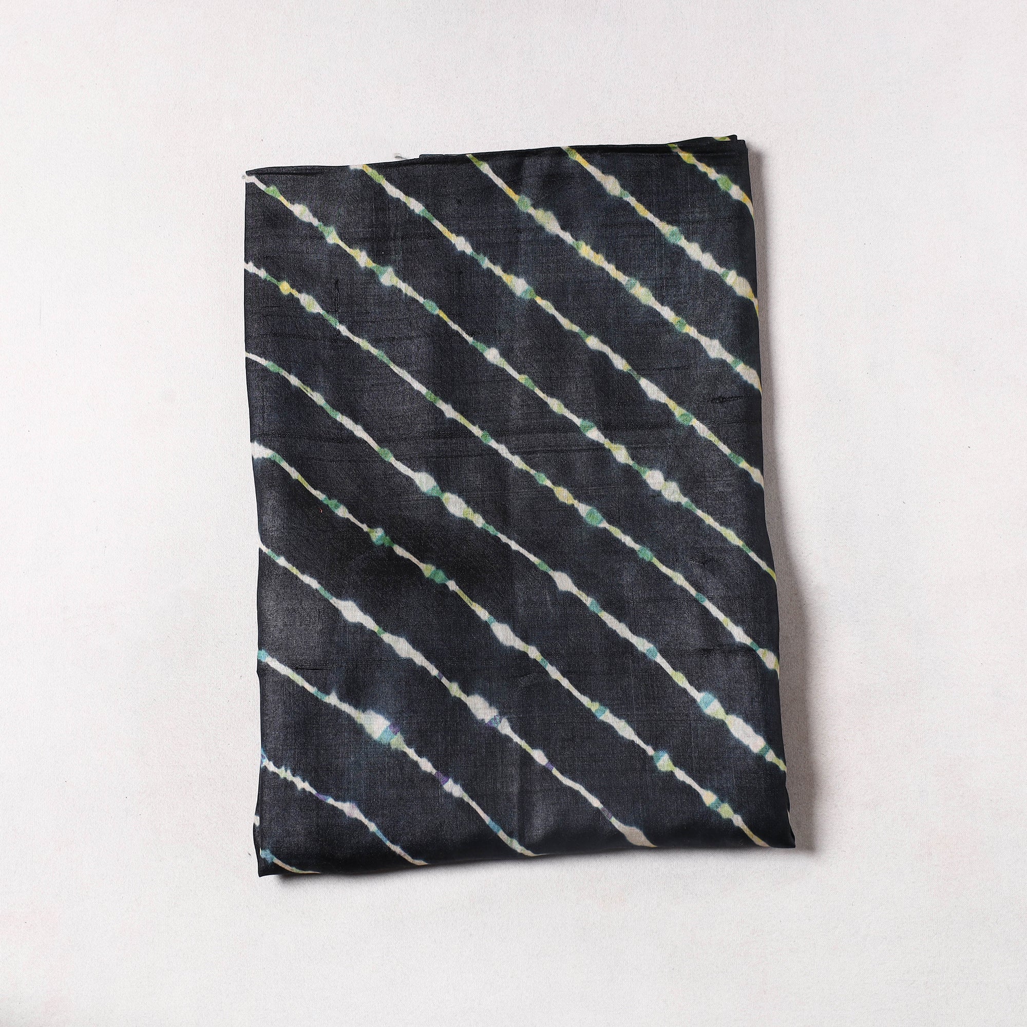 LEHARIYA BY BADSHAH MIYAN Black - Leheriya Tie-Dye Tussar Silk Precut Fabric (2 meter) 27