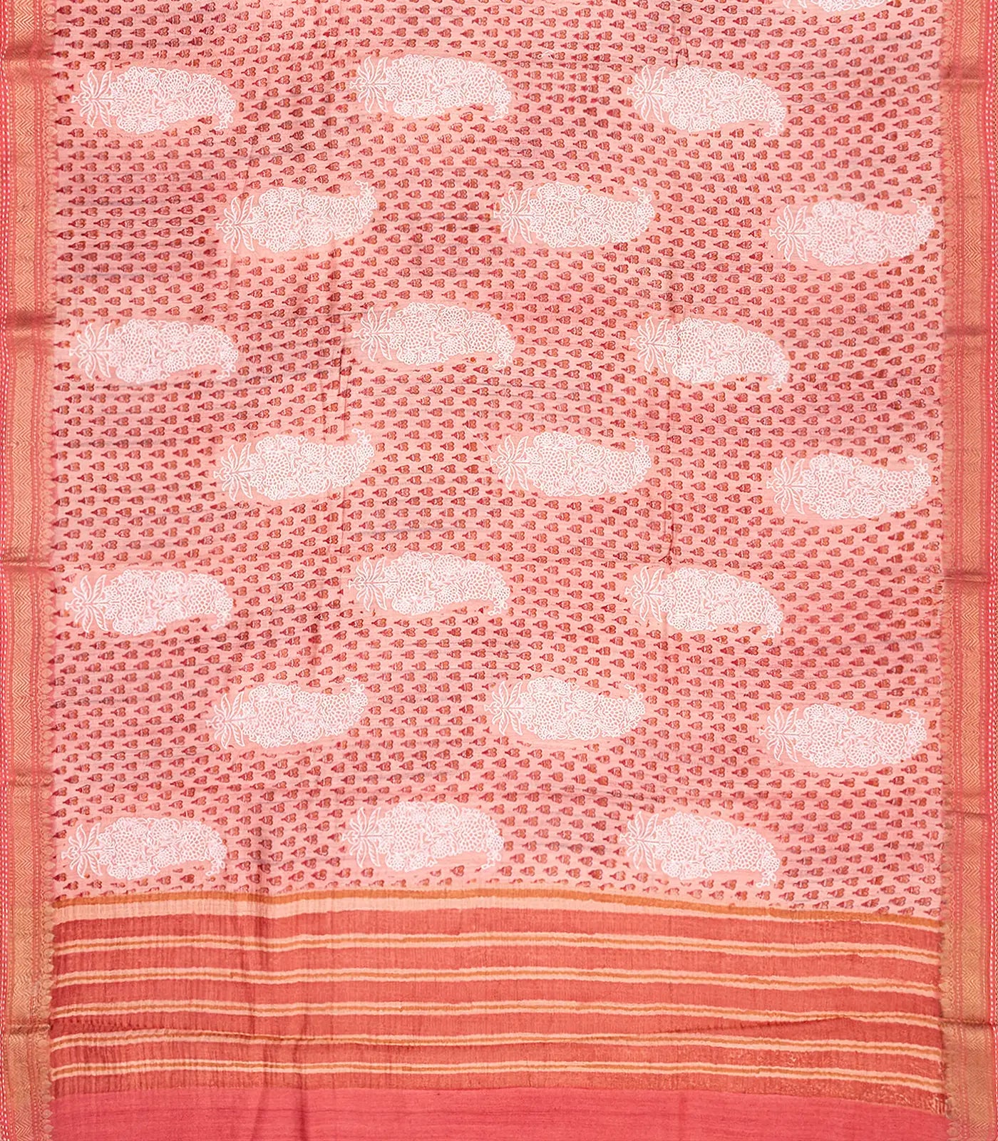 RmKV Baby Handloom Tussar Silk Saree With Printed & Embroidery Motifs-Baby Pink - view 2