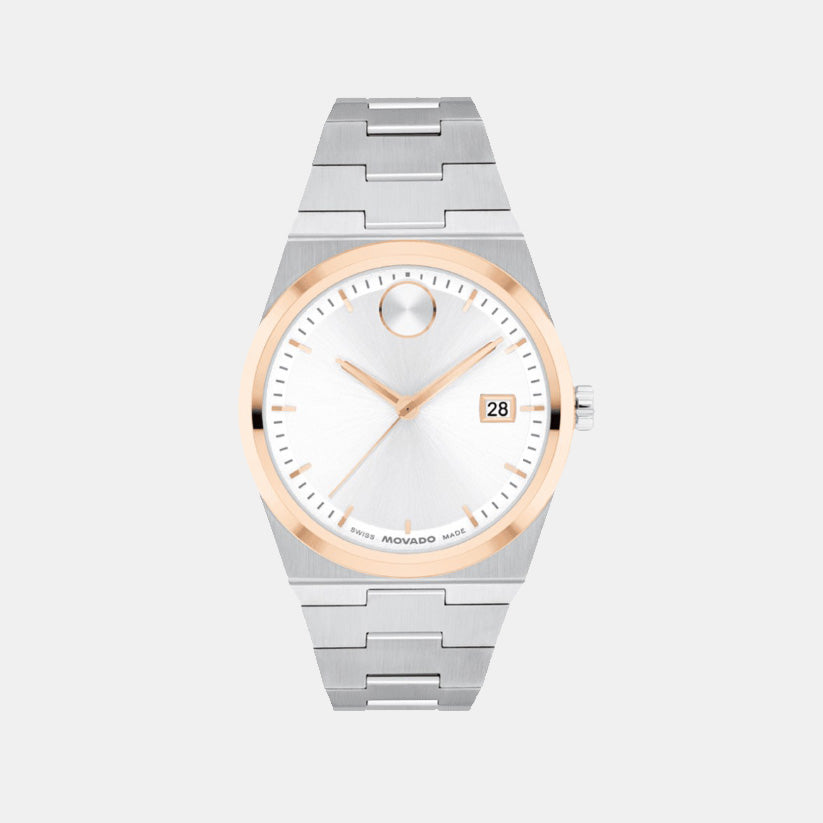 Movado Bold Ceramic Women Quartz White Dial Analog Stainless Steel Watch 3600946