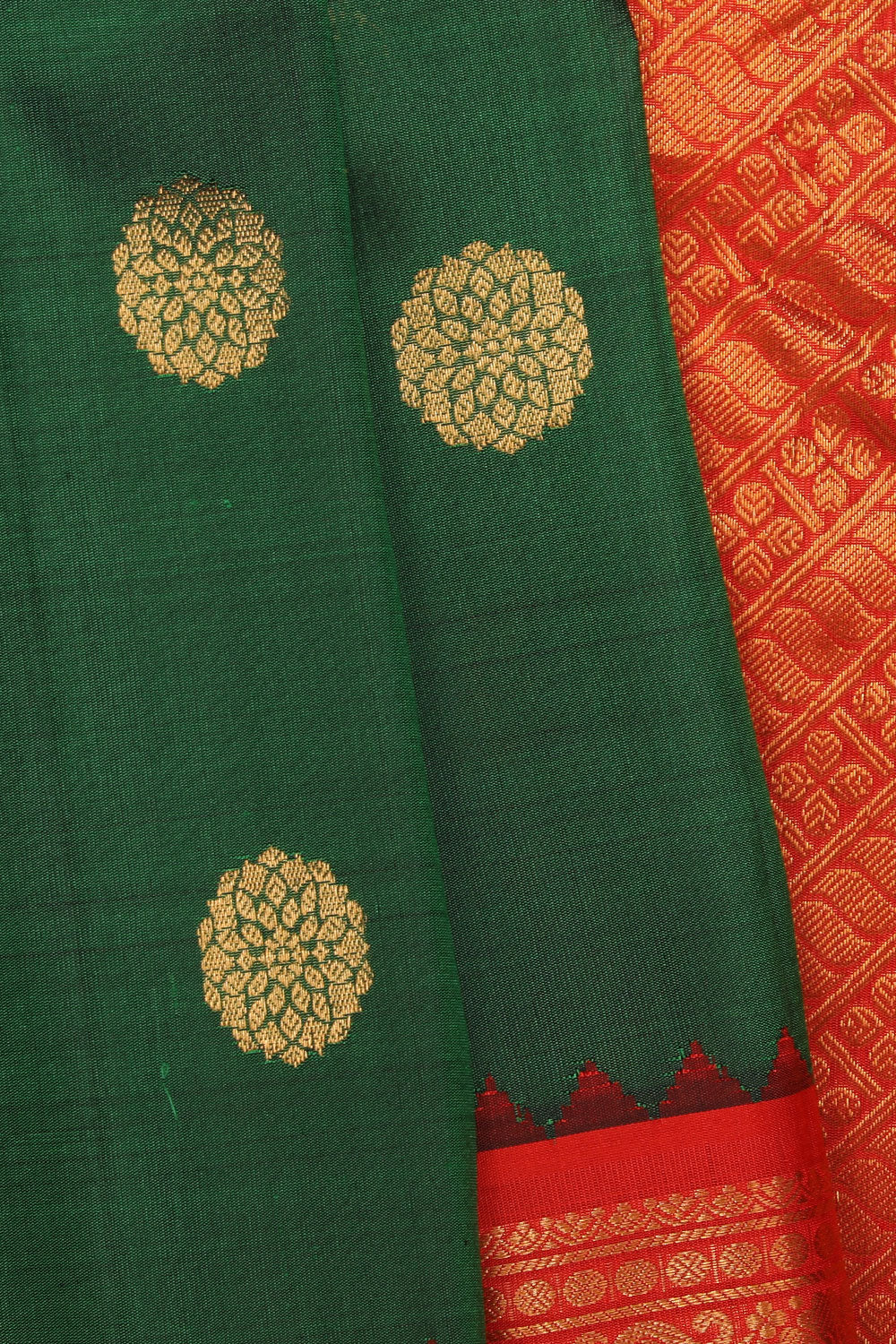Kalanjali Gadwal Silk Green Saree – Women's - view 2