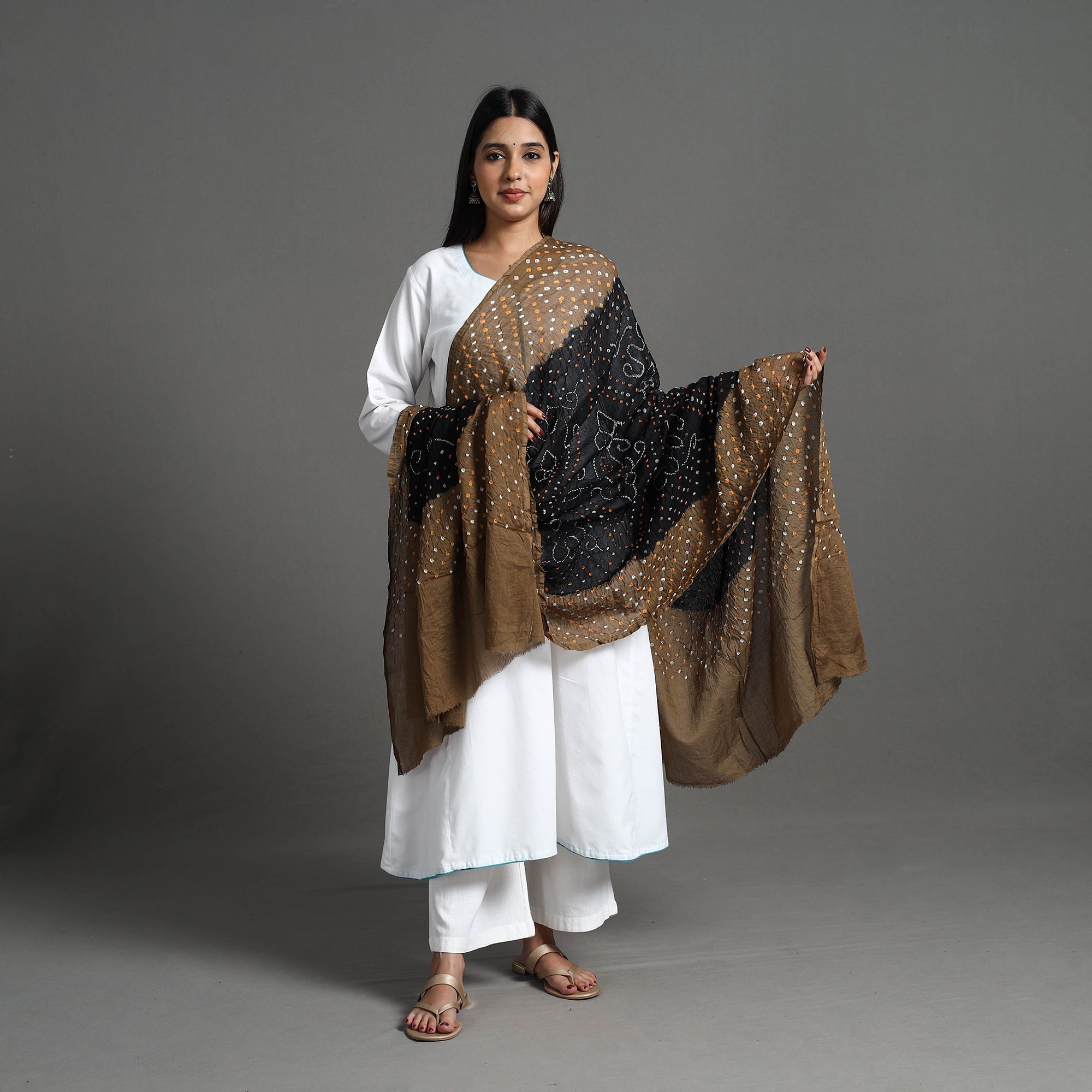 KACHCHH JI CHHAAP Brown - Kutch Tie-Dye Cotton Bandhani Dupatta 05 - view 2