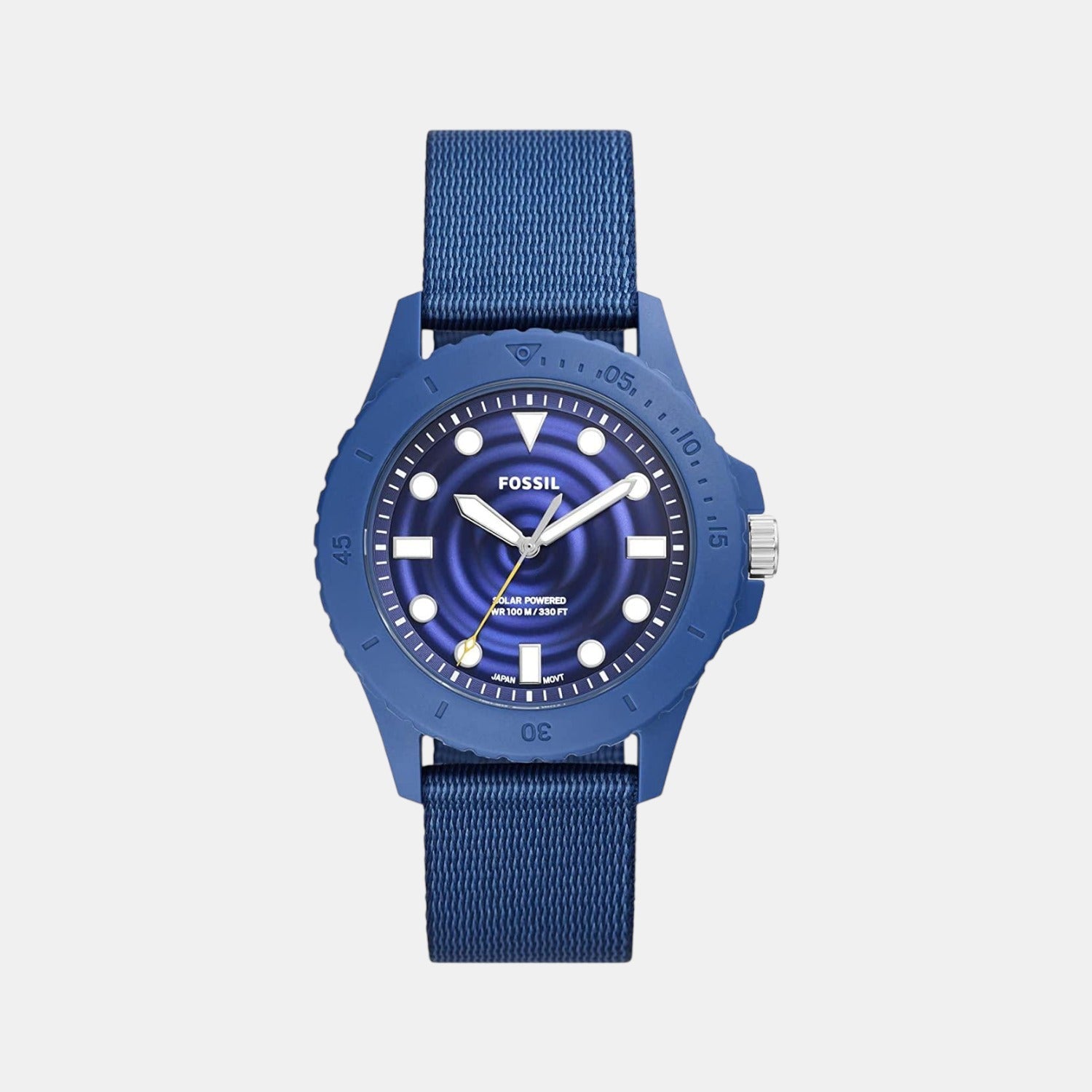 Fossil Fb-01 Men Solar Blue Dial Analog Tide Ocean Material Watch FS5893