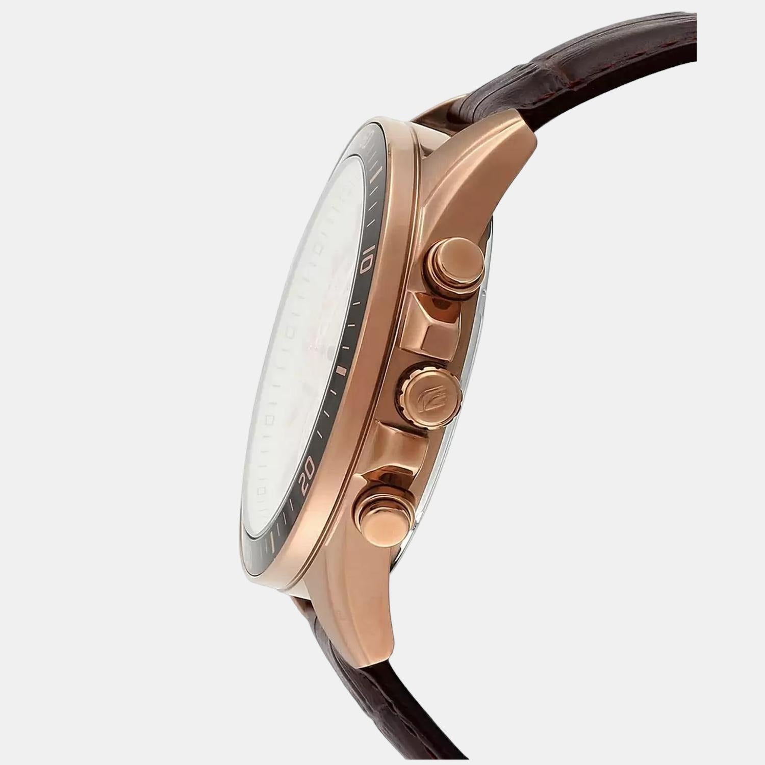 Casio Edifice Men Quartz Rose Gold Dial Chronograph Leather Watch EX359 - view 3