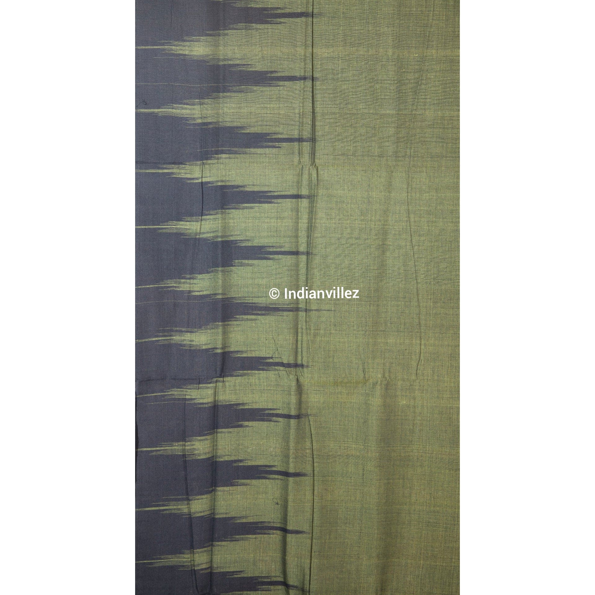 IndianVillèz Army green olive Kargil Kumbha Maniabandha Cotton Saree - view 5