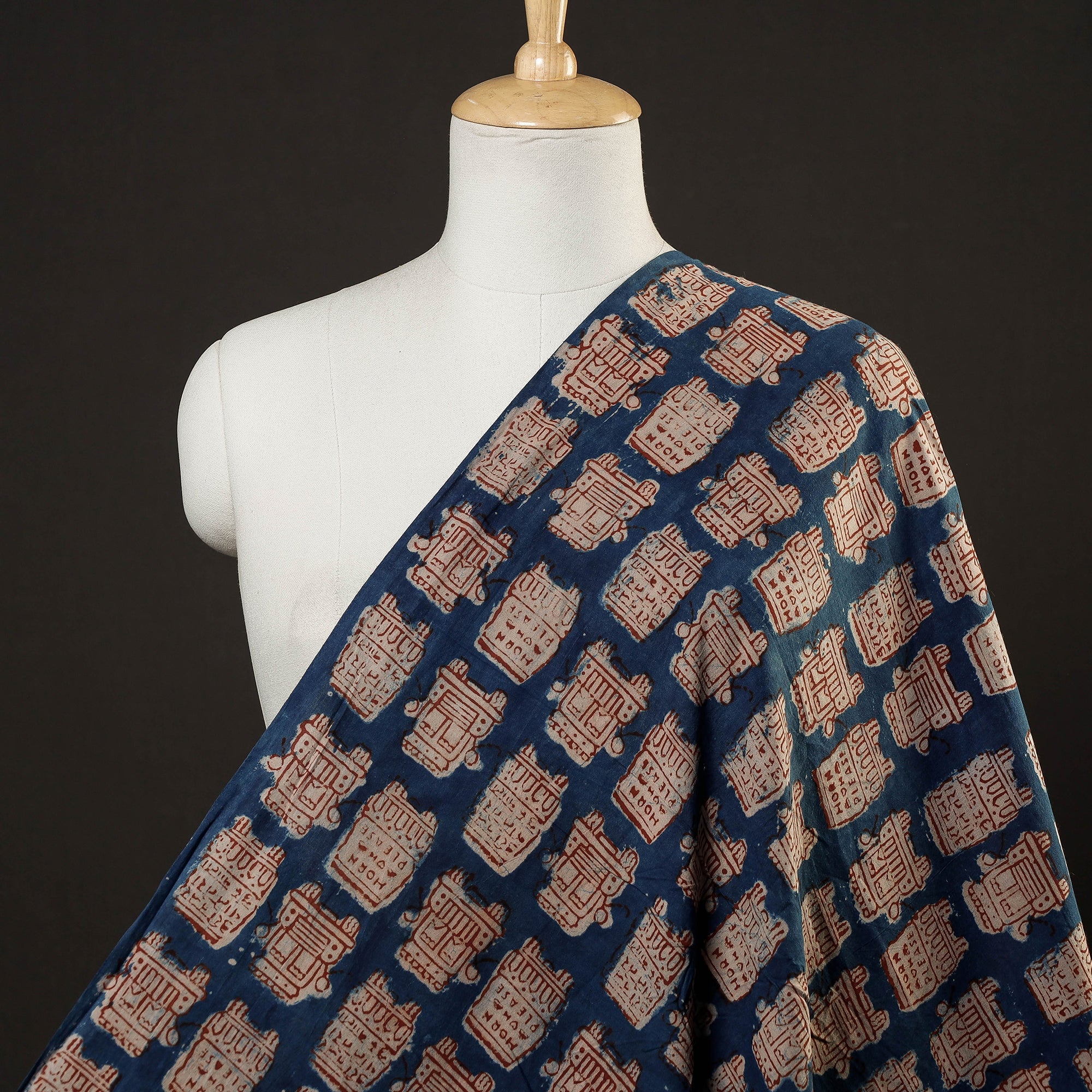 BINDAAS UNLIMITED Blue - Bindaas Block Printed Cotton Natural Dyed Fabric