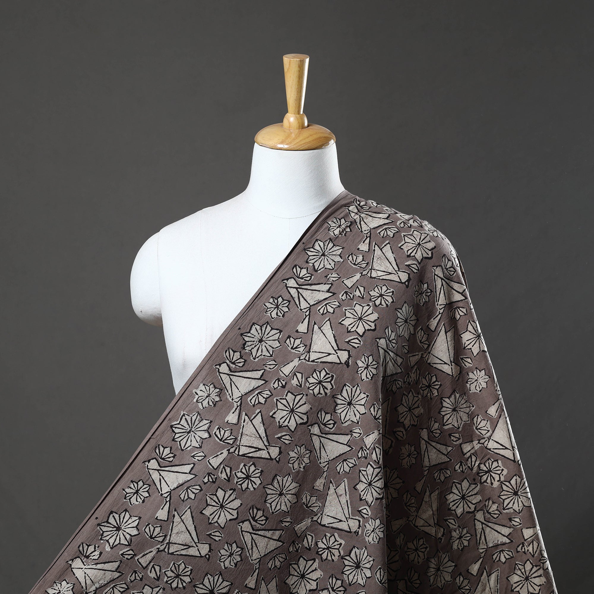 BINDAAS UNLIMITED Brown - Natural Dyed Cotton Bindaas Block Print Fabric 05