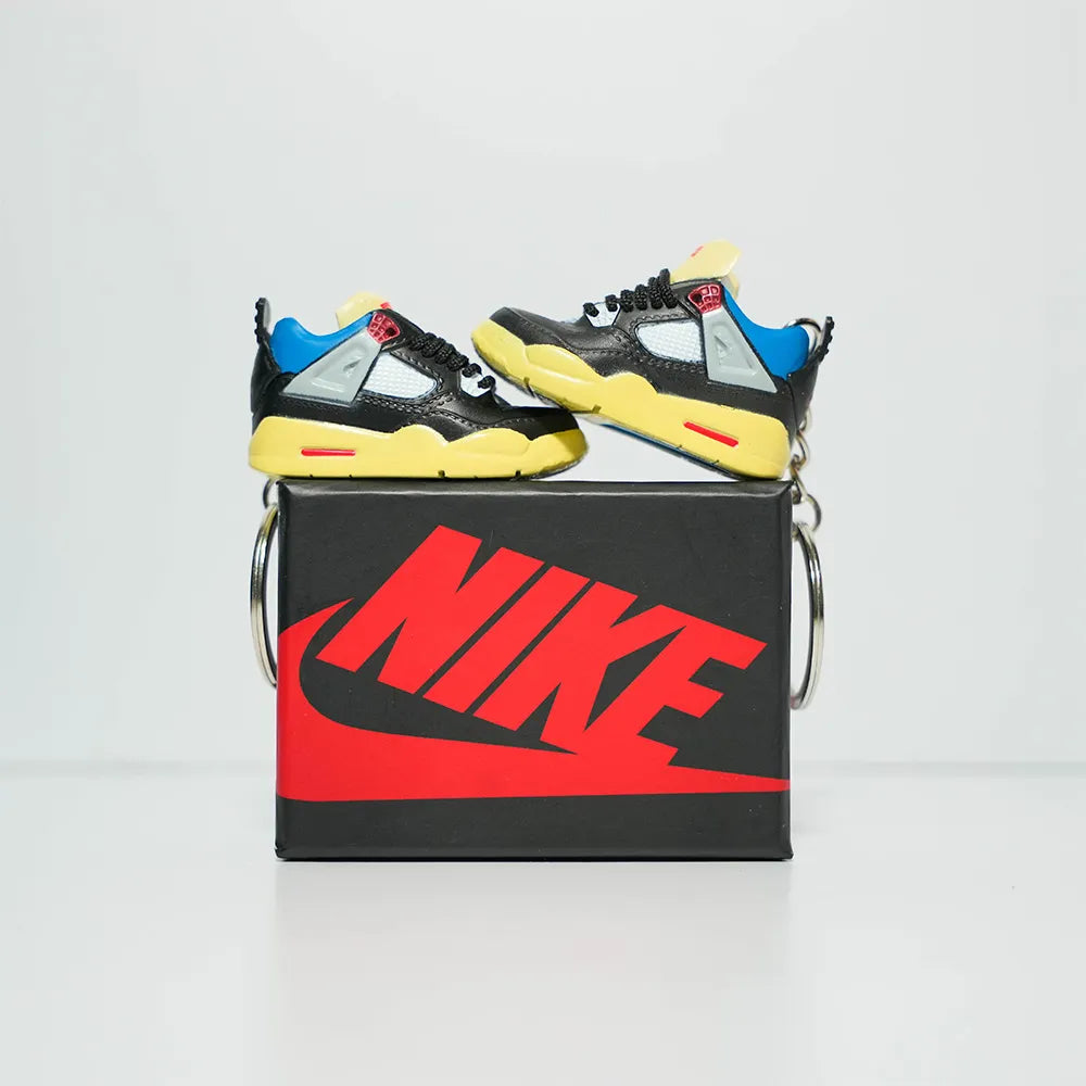 Kicks Machine 3D Sneaker Keychain With Box - AJ4 Union Off Noir