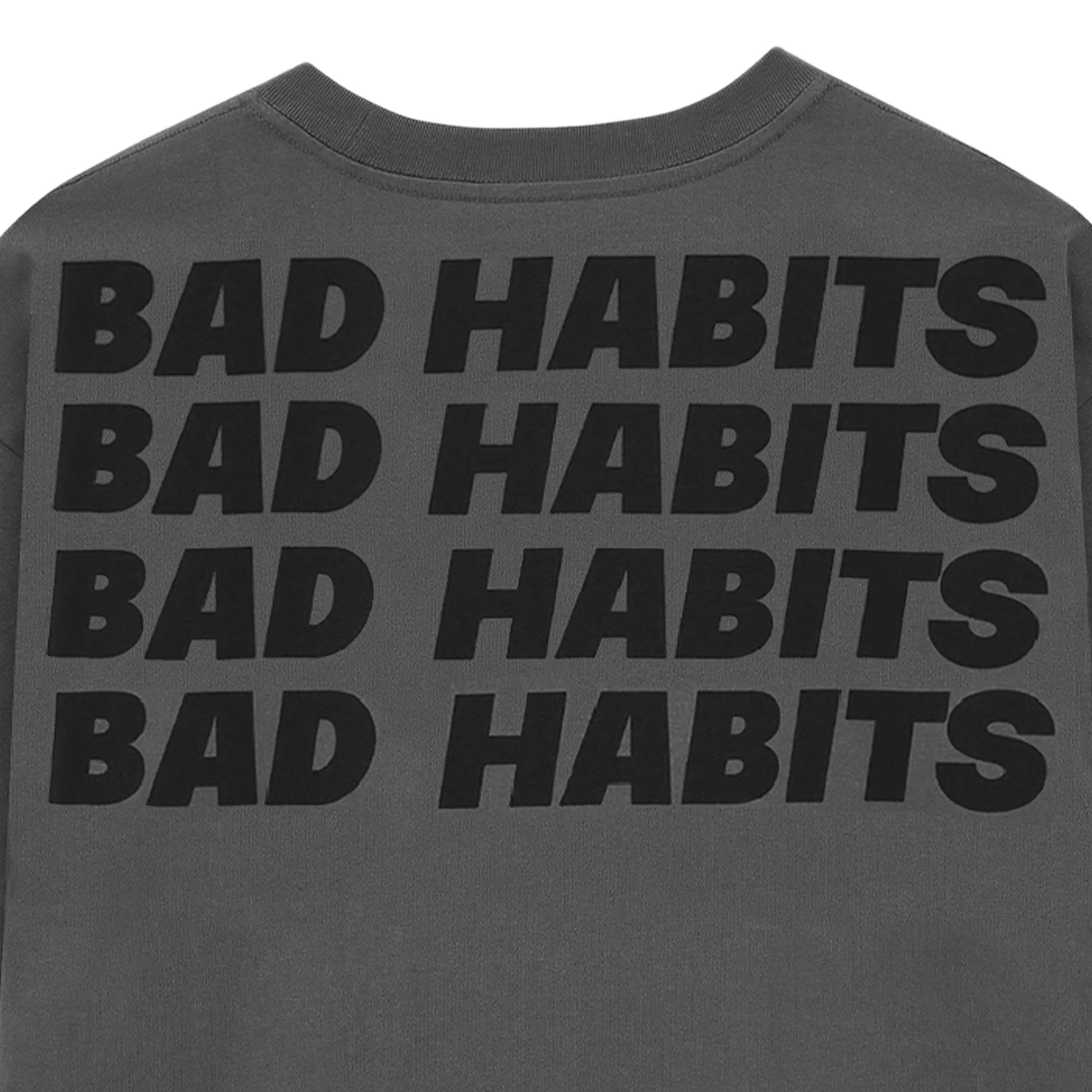 Sneaker Cafe Mumbai Bad Habits Grey Freehand Typo Tee - view 2