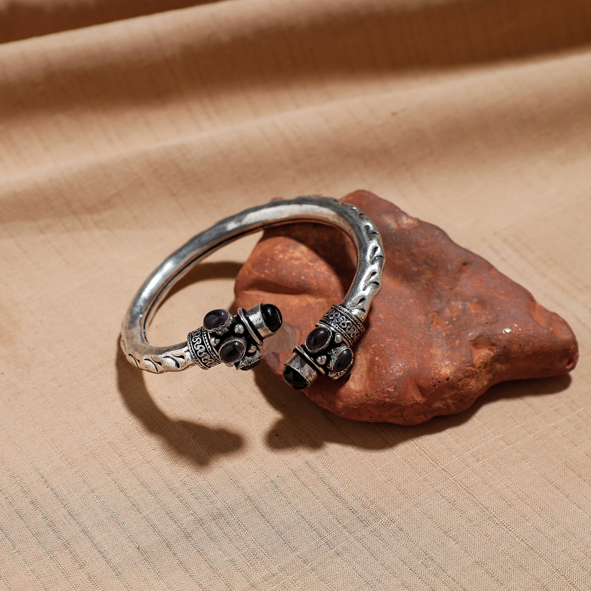 Silver kada bracelet – WHITE RIVER STORIES Antique Finish Oxidised German Silver Kada / Bracelet