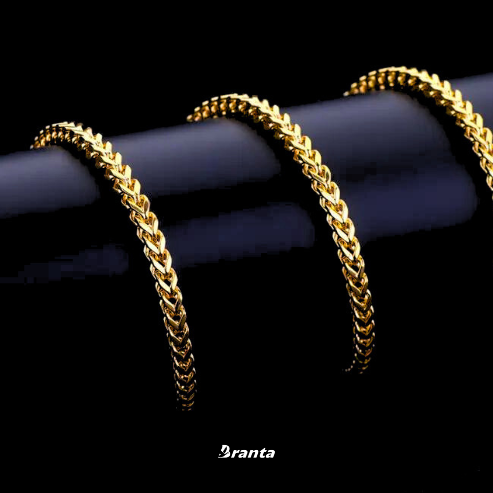 Branta Gold Wheat Link Chain Necklace For Men (21 Inch) - view 4
