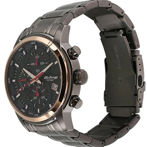 Titan Octane Quartz Chronograph Black Dial Stainless Steel Strap Watch for Men 46mm NT90086KM03 - view 2
