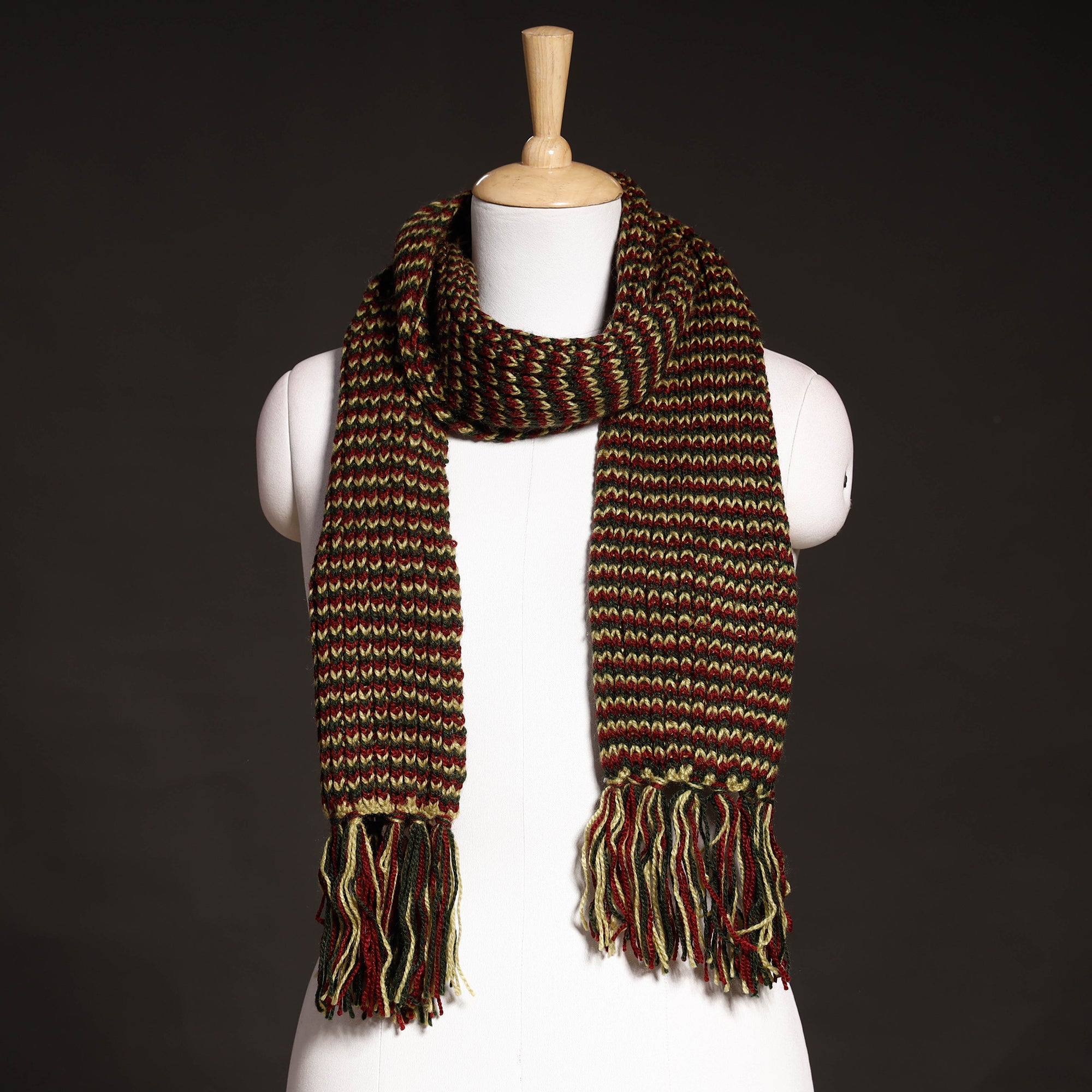 KILMORA Brown - Kumaun Hand Knitted Woolen Muffler (90 in)