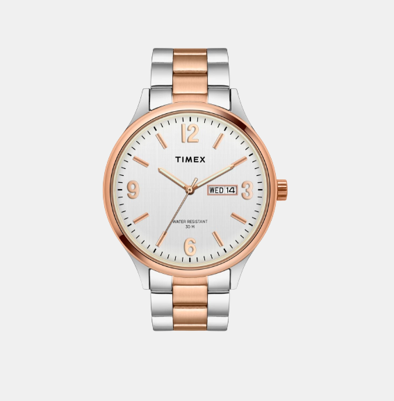 Timex Fashion Men Quartz White Dial Analog Stainless Steel Watch TWEG18423