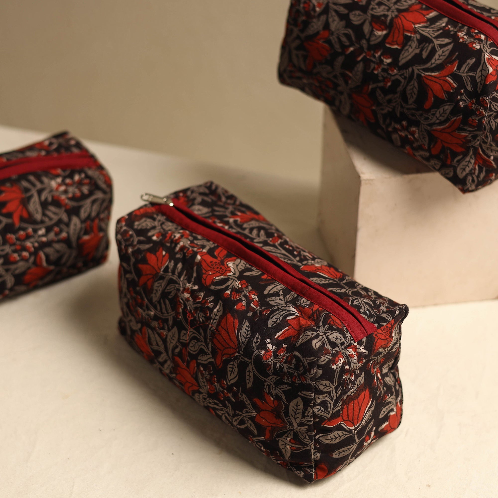 NOORI BAZAR Black - Multipurpose Handmade Toiletry Bags (Set of 3) 19 - view 2