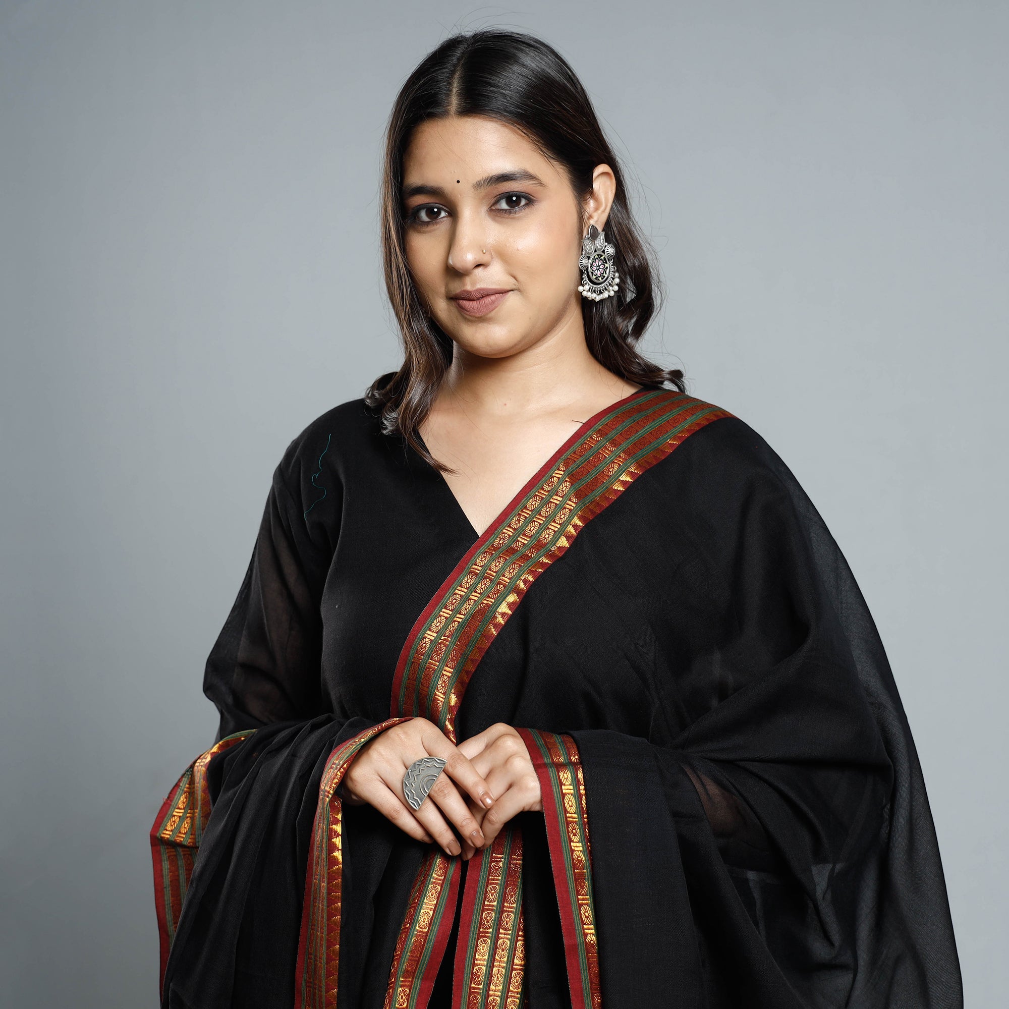 ITOKRI CASUALS Black - Dharwad Cotton Kurta with Palazzo & Dupatta Set - view 2