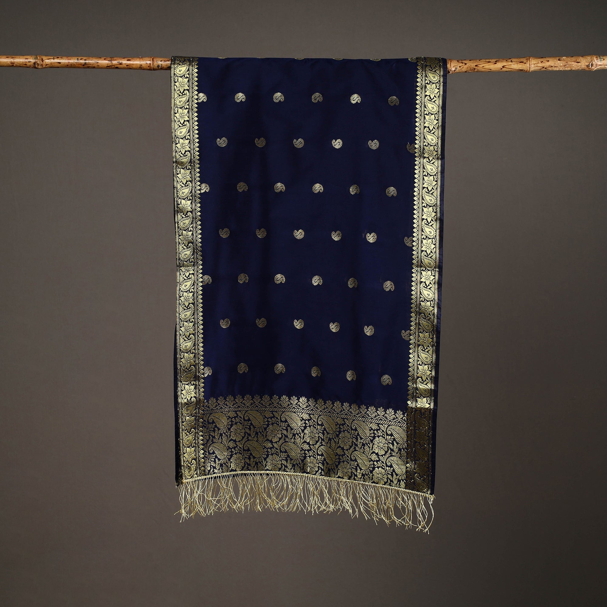 ITOKRI CRAFTS INITIATIVE Blue - Brocade Handloom Silk Nakshi Buti Banarasi Stole 20 - view 2