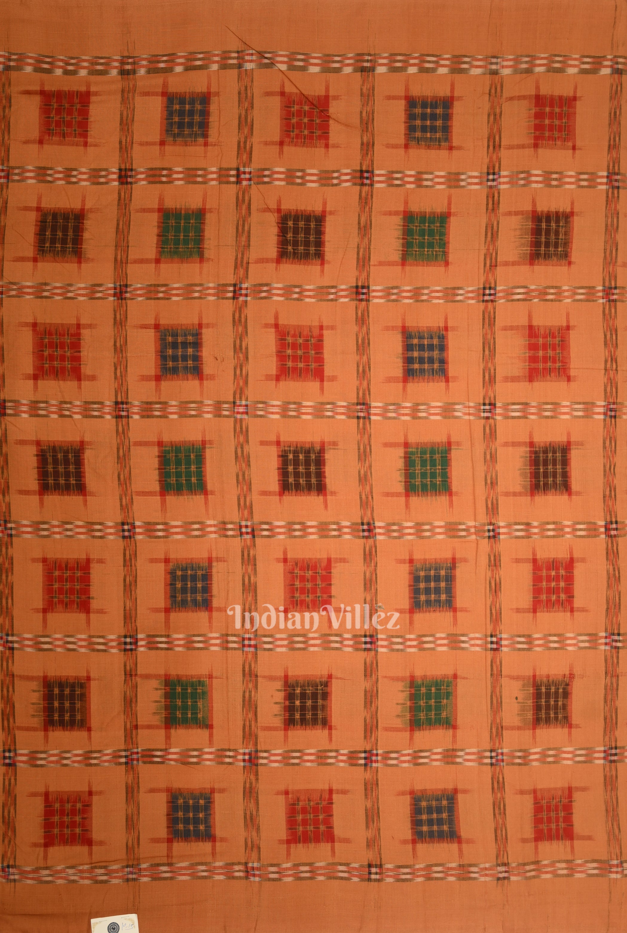 IndianVillèz Orange Ashwini Odisha Ikat Sambalpuri Cotton Fabric - view 3