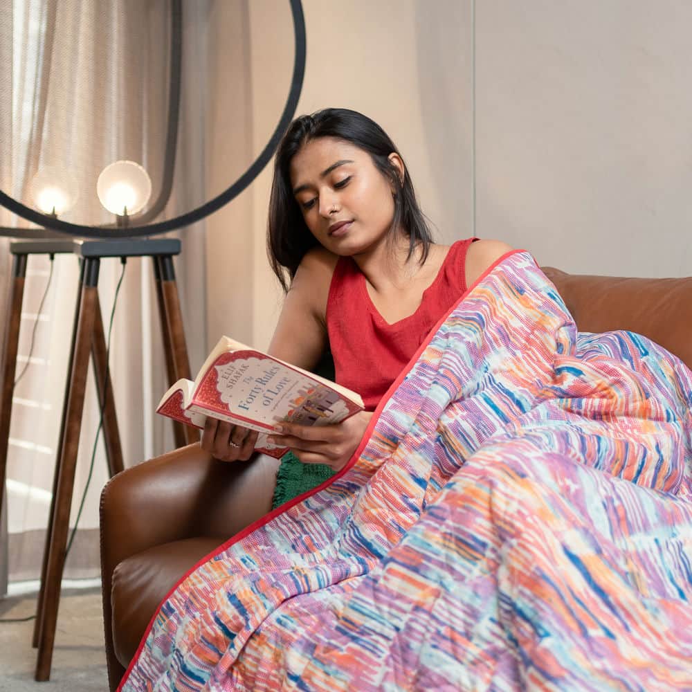 Urban Space -Home Furnishing Store Cotton Bedsheet + AC Blanket Combo Pack - (Combo 14 - Paradise Pink and Blue + Jaipur) - view 4