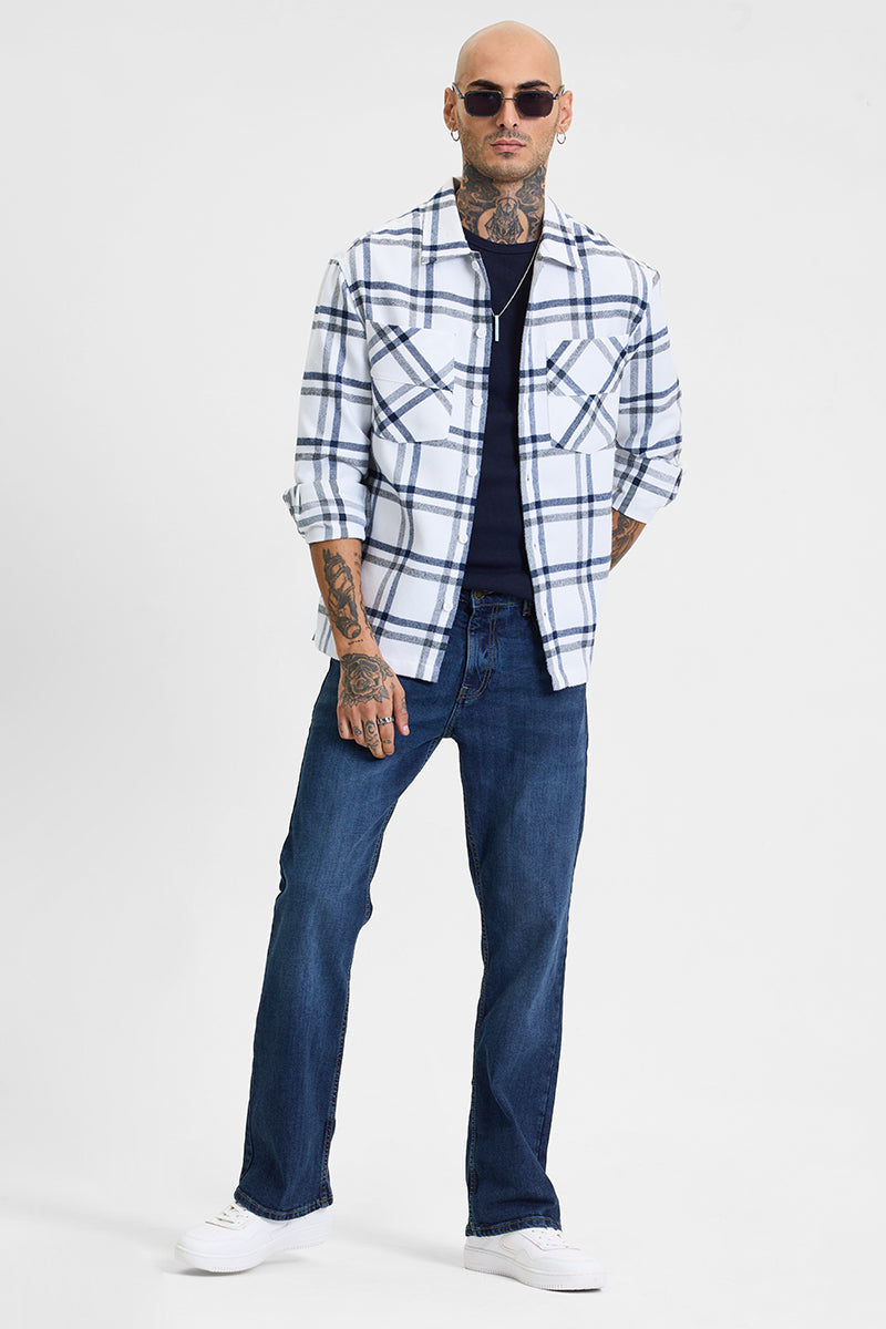 SNITCH White Checks Relaxed Fit Overshirt - view 6