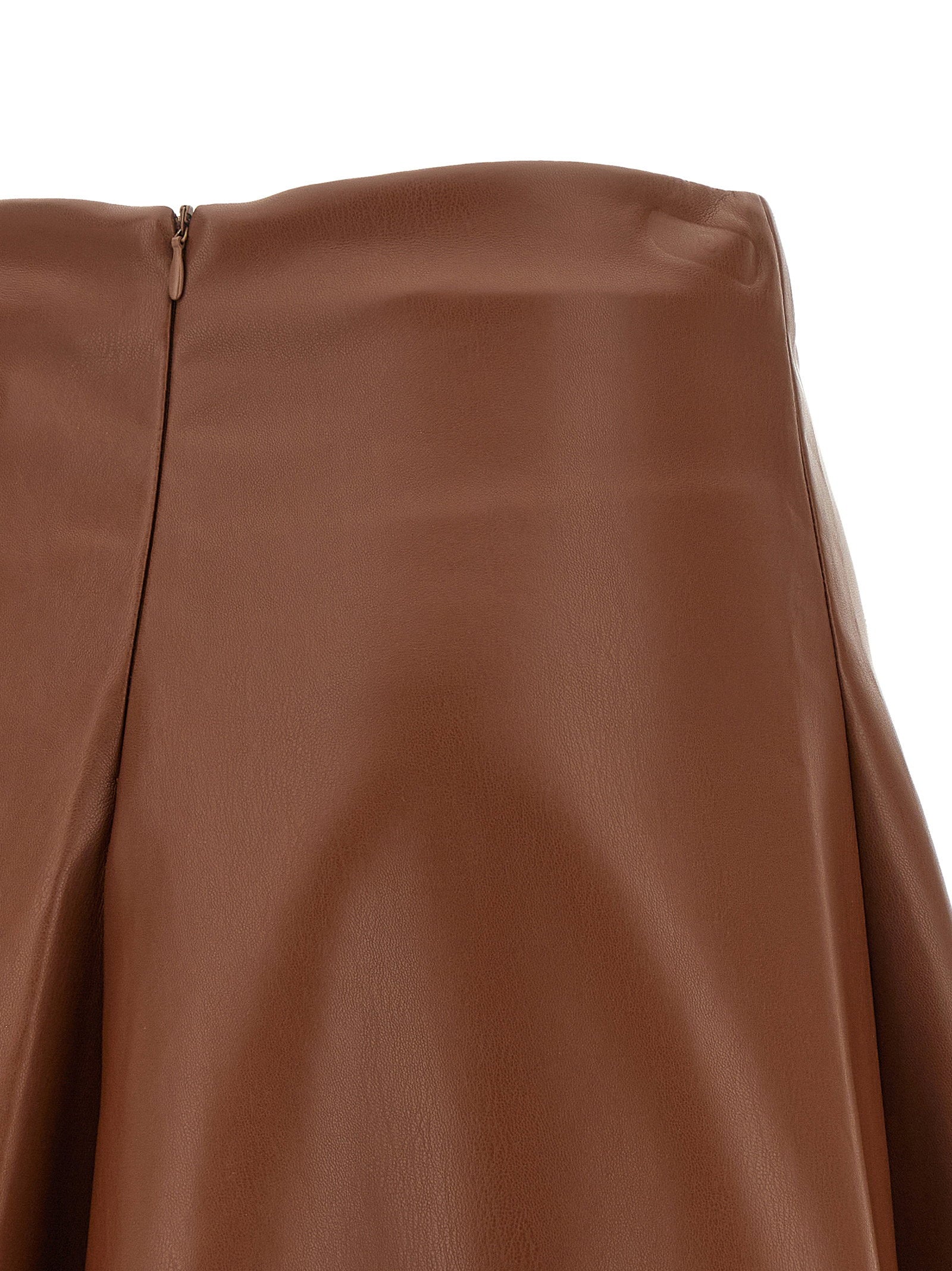 Nude Eco-leather Full Skirt - view 4