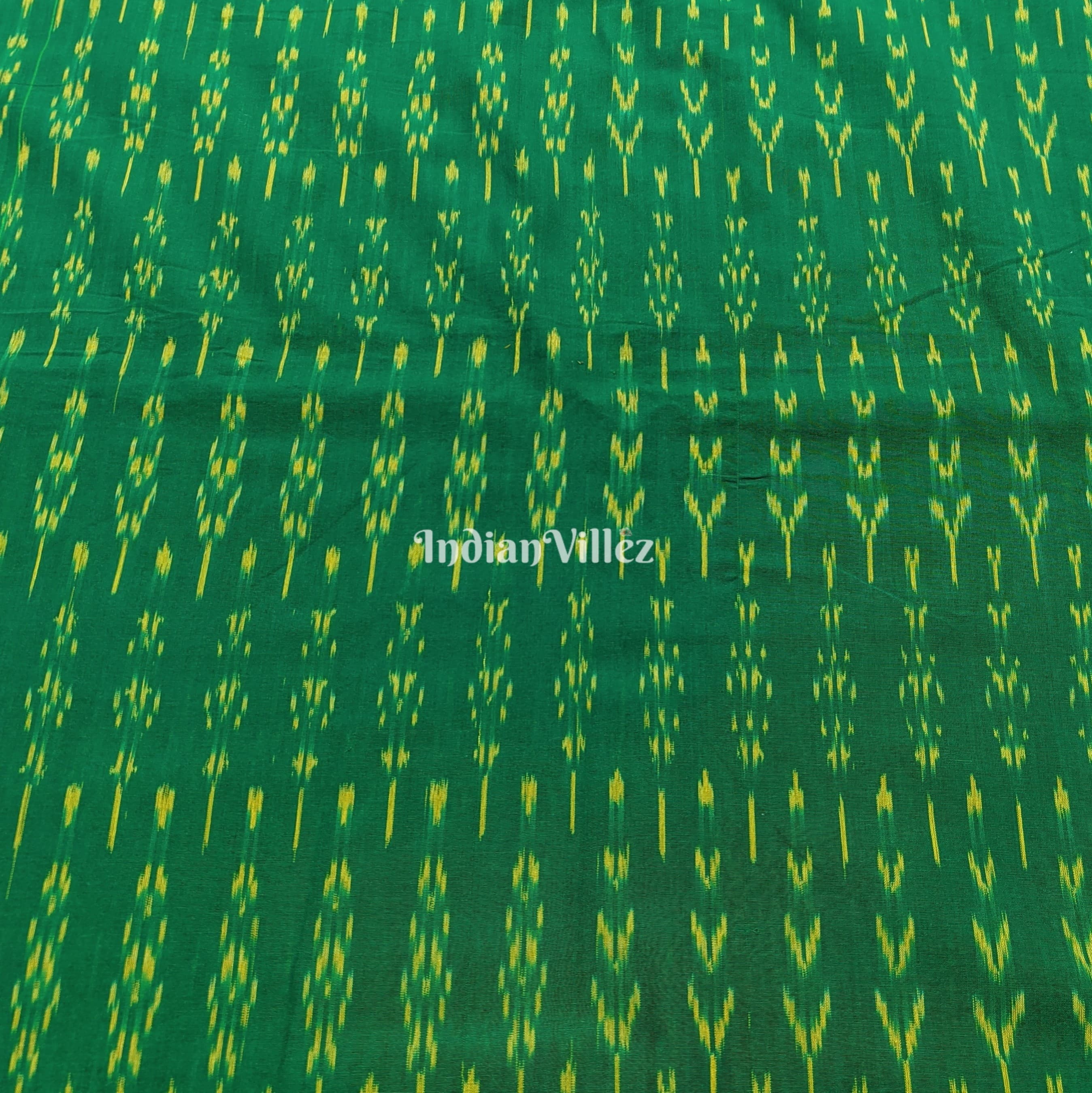 IndianVillèz Green Handwoven Cotton Pochampally Ikat Fabric - view 2
