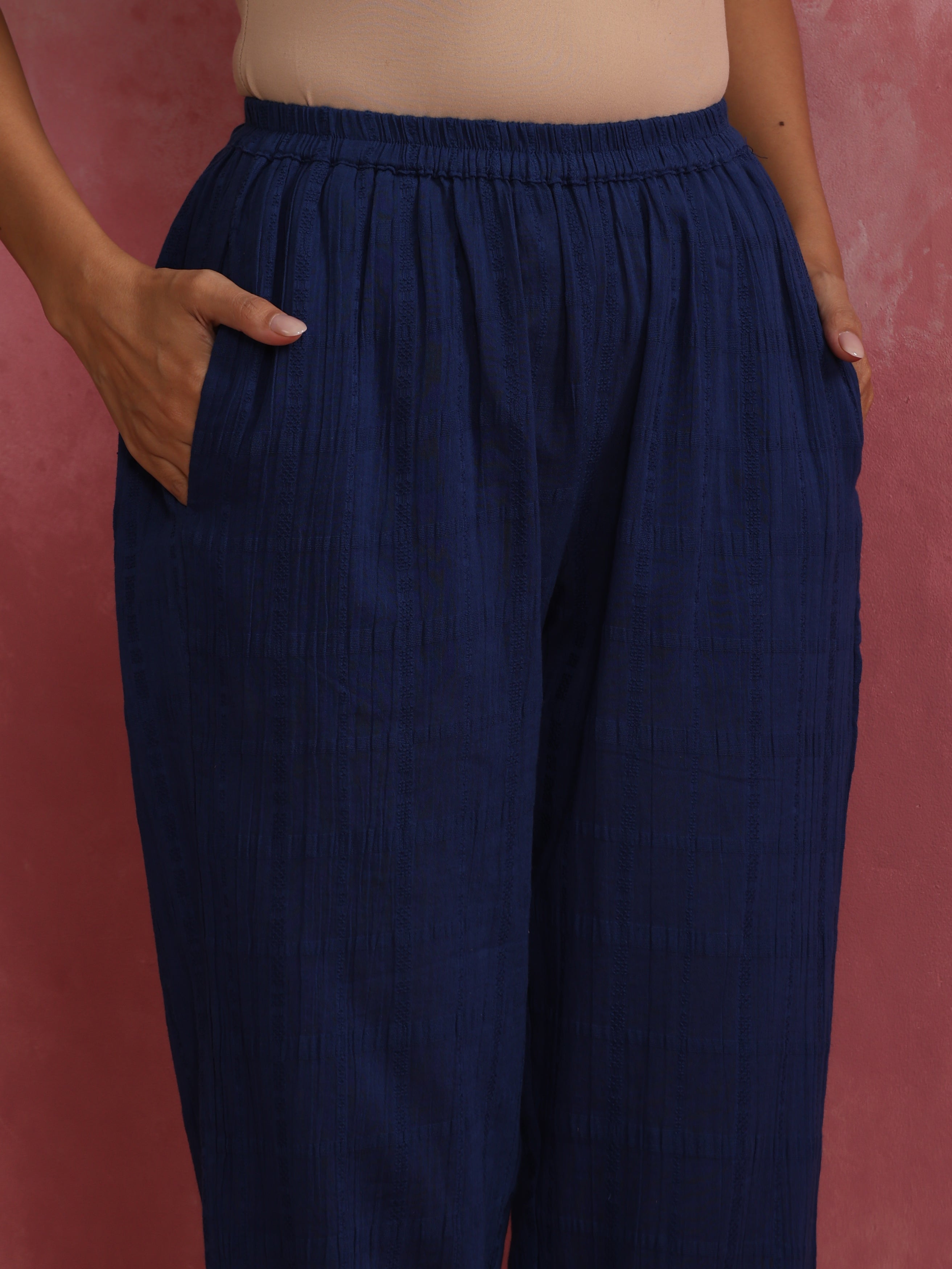 trueBrowns Dark Blue Cotton Dobby Co-ord set - view 8