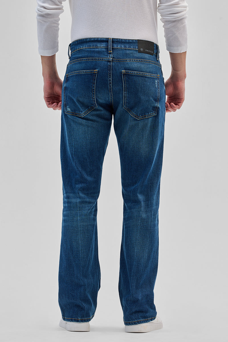 SNITCH Denim Blue Distressed Bootcut Jeans - view 8