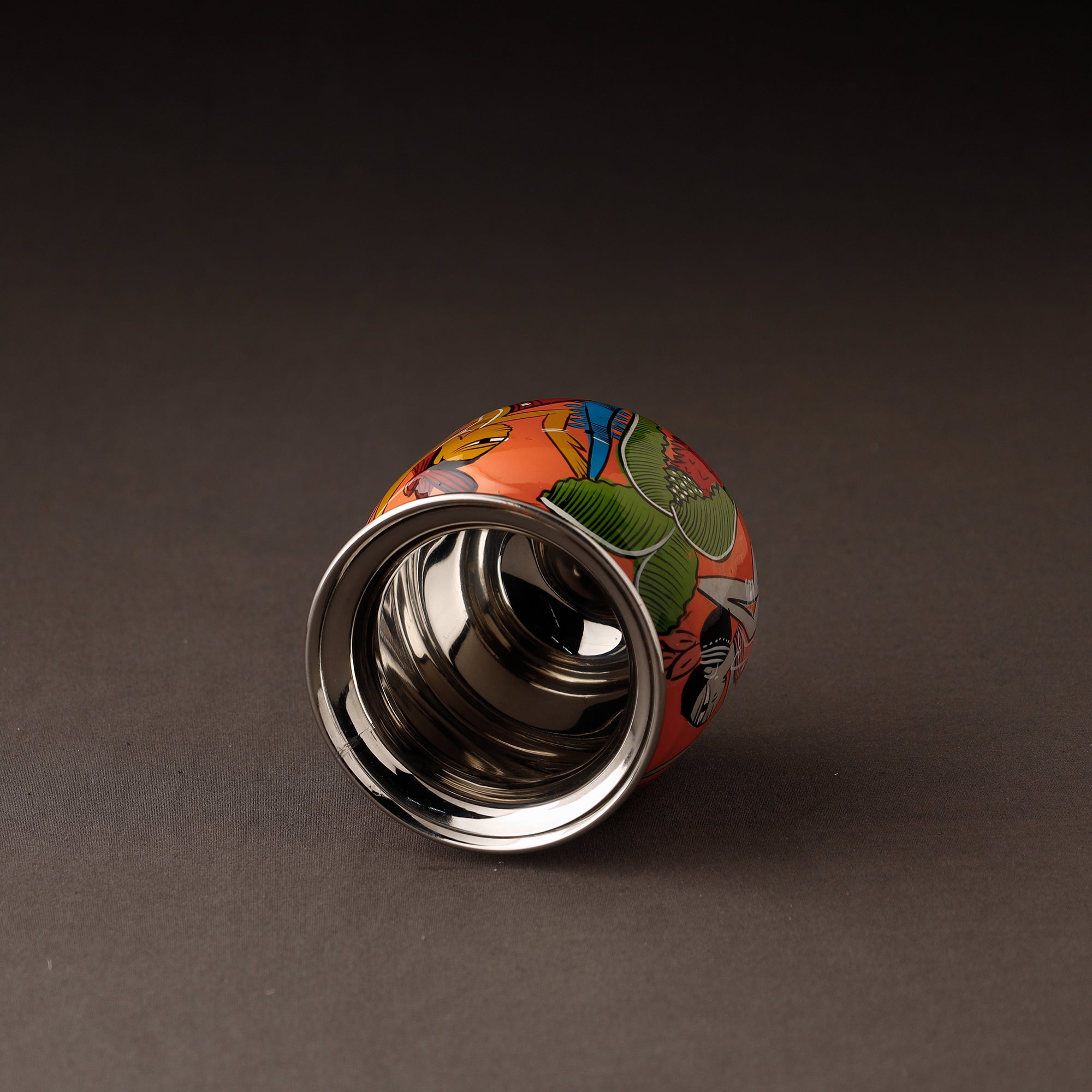AAYAAS Bengal Patua Handpainted Stainless Steel Lota / Kalash / Container - view 2