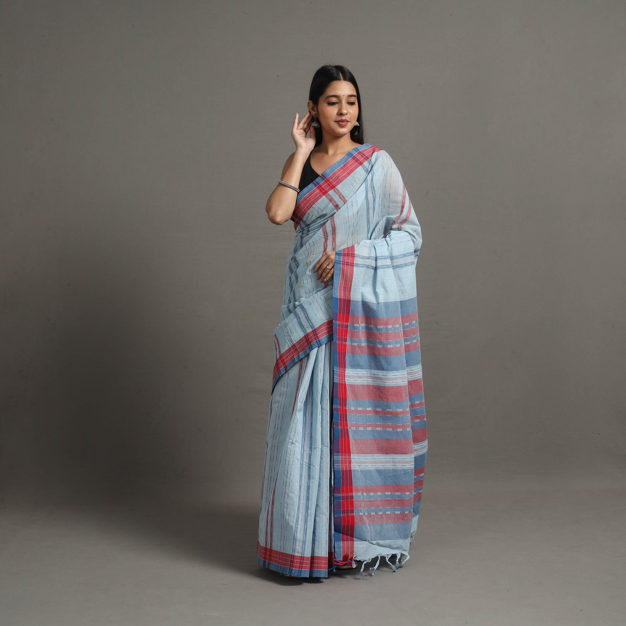 CREYO Blue - Ballakammi Cotton Handloom Saree 68