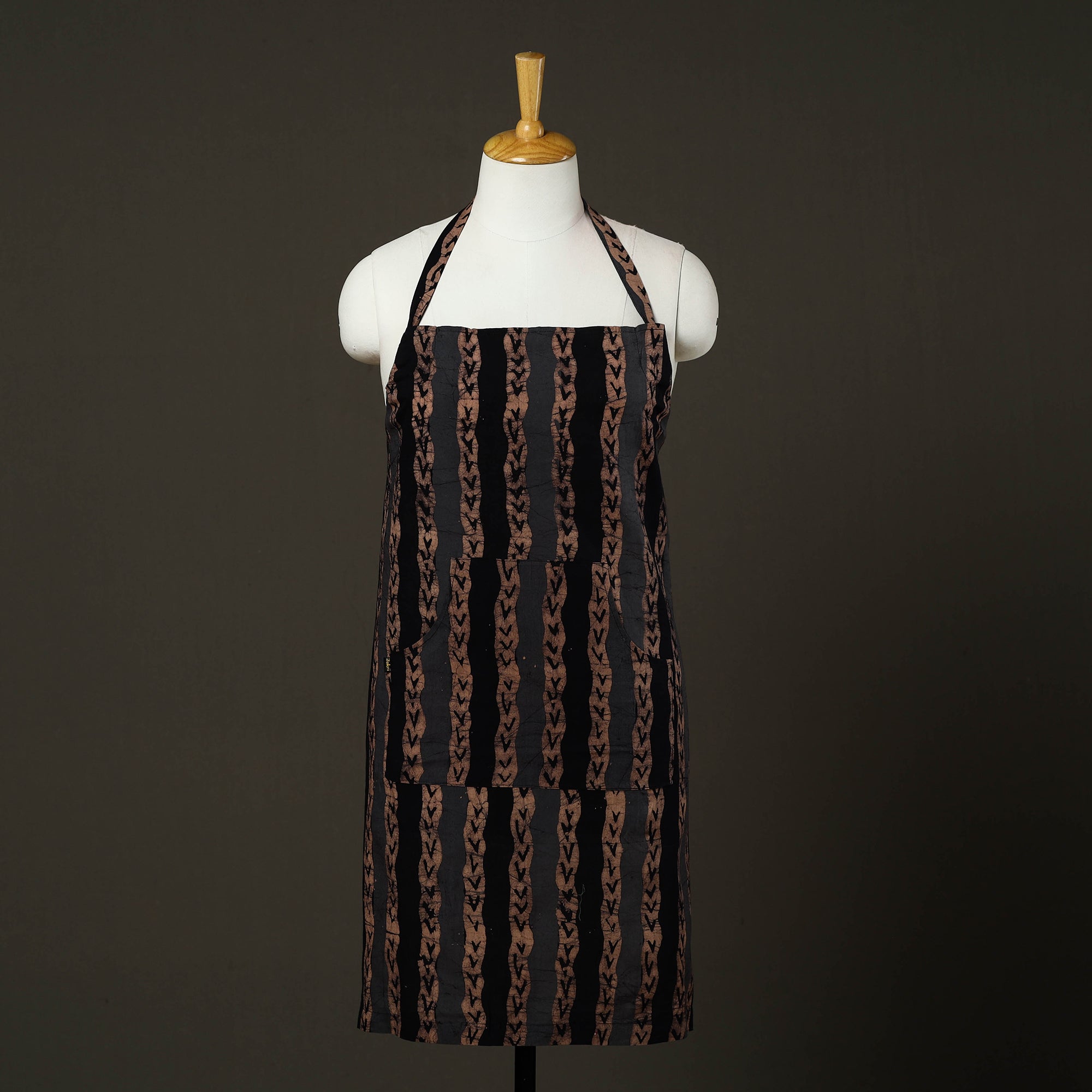 JALPARI Brown - Hand Batik Print Cotton Apron with Pocket 69