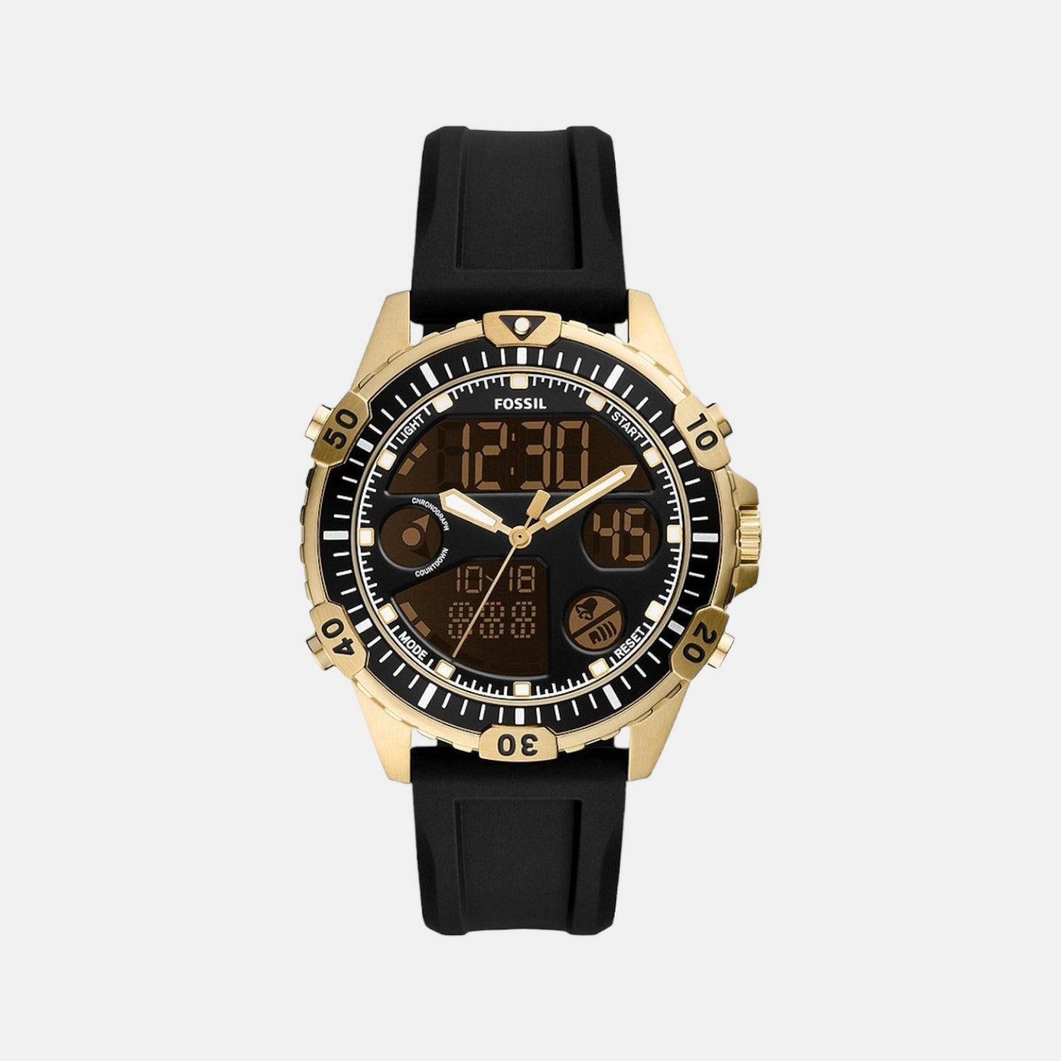 Fossil Garrett Men Quartz Black Dial Analog-Digital Silicone Watch FS5781