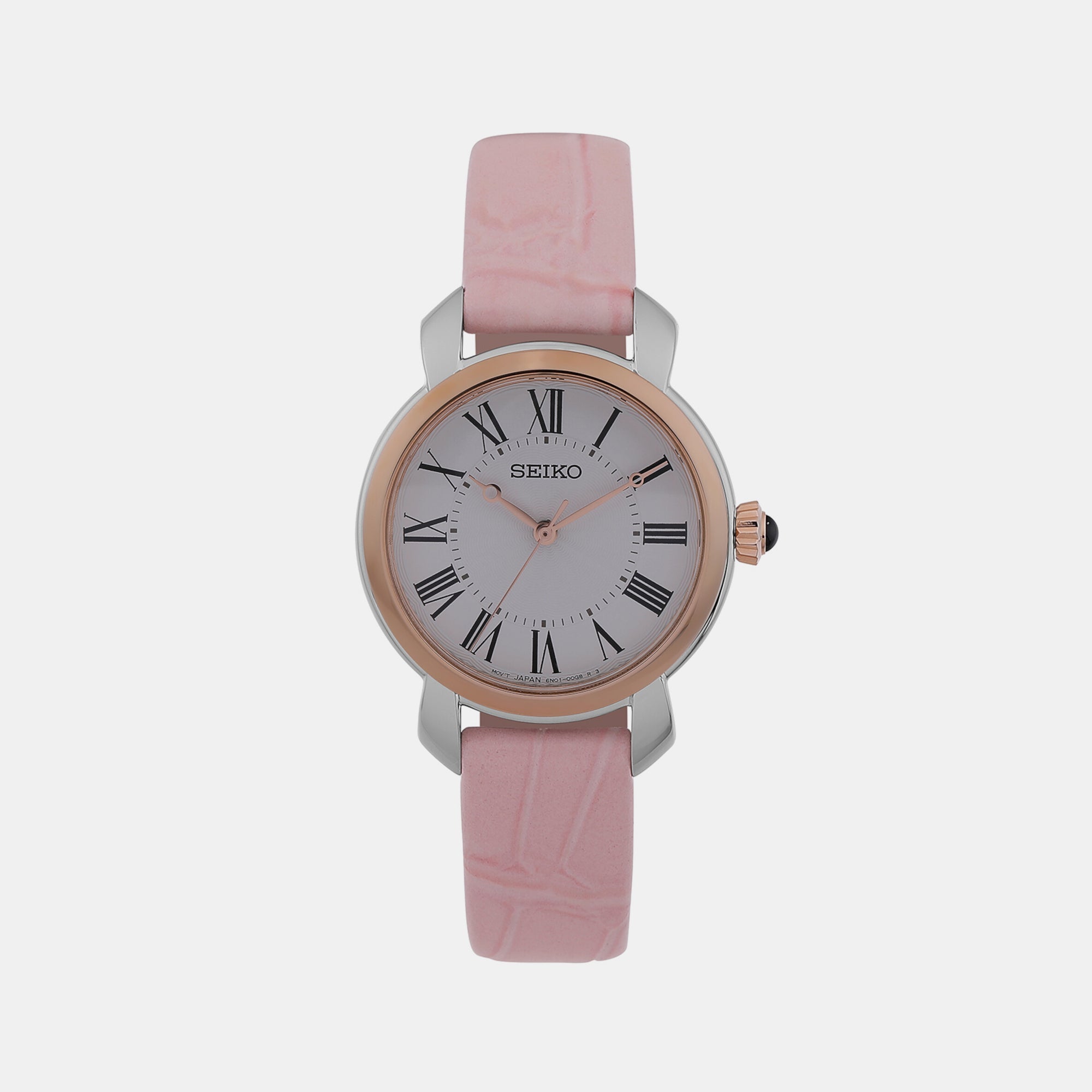 Seiko Dress Women Quartz White Dial Analog Leather Watch SUR628P2