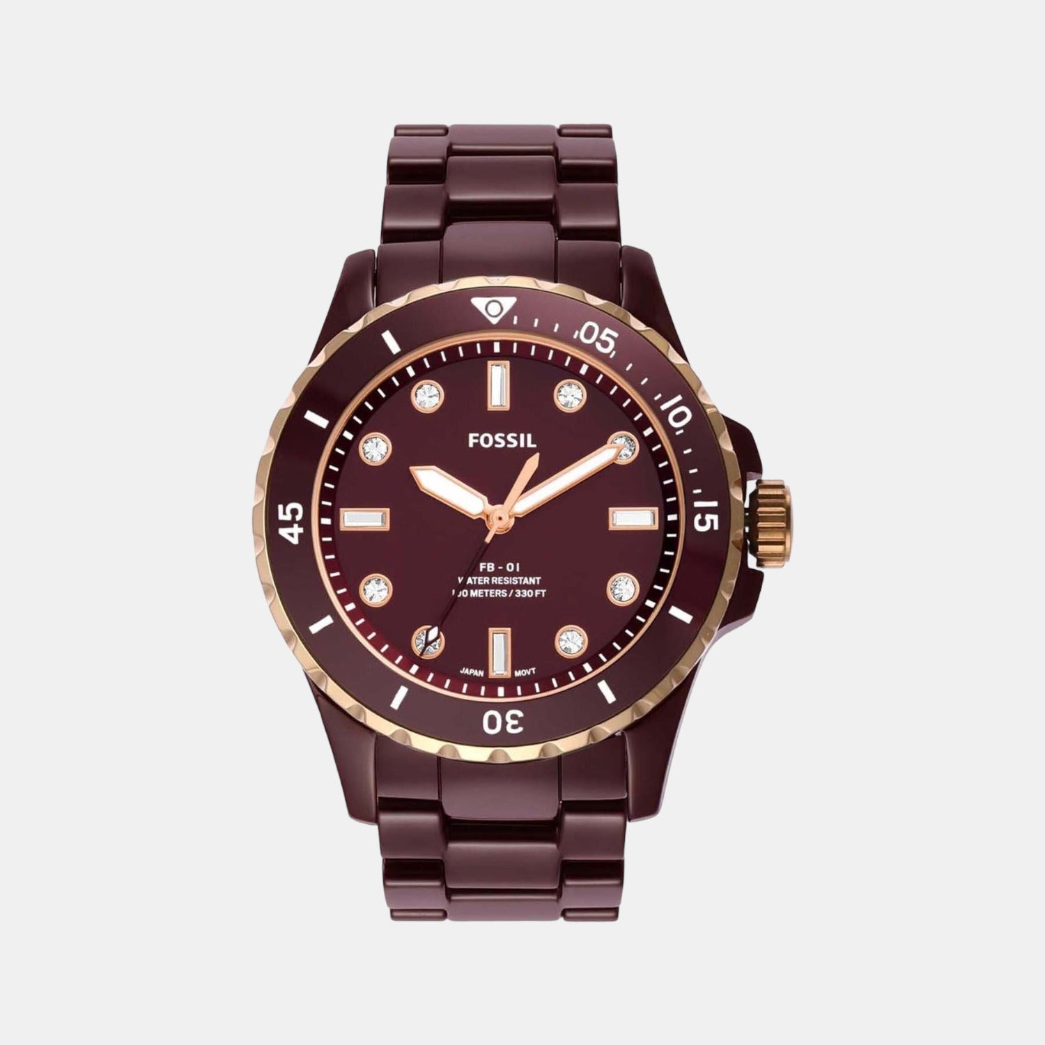 Fossil Fb-01 Men Quartz Brown Dial Analog Ceramic Watch CE1123