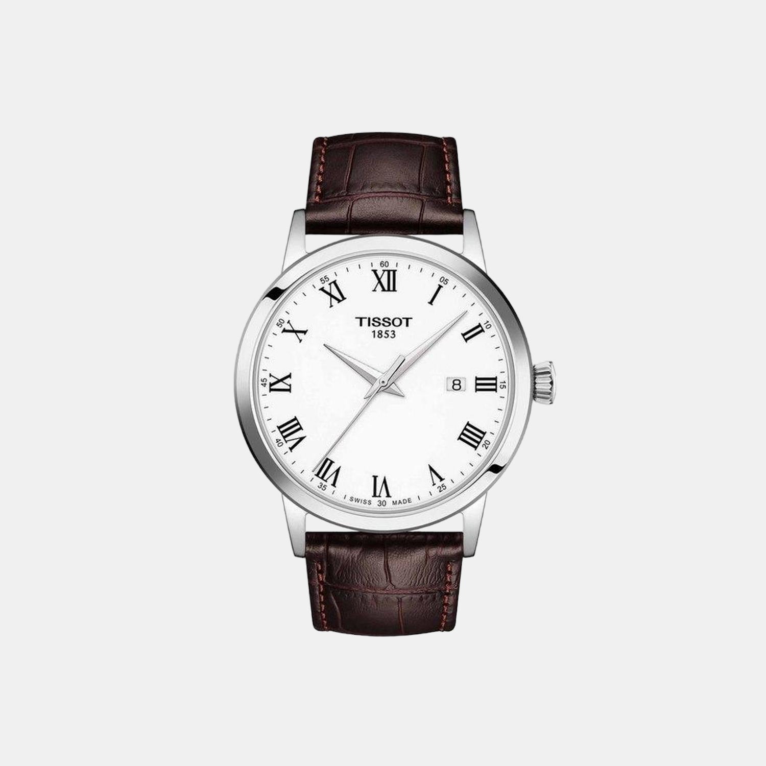 Tissot Classic Dream Men Quartz White Dial Analog Leather Watch T1294101601300