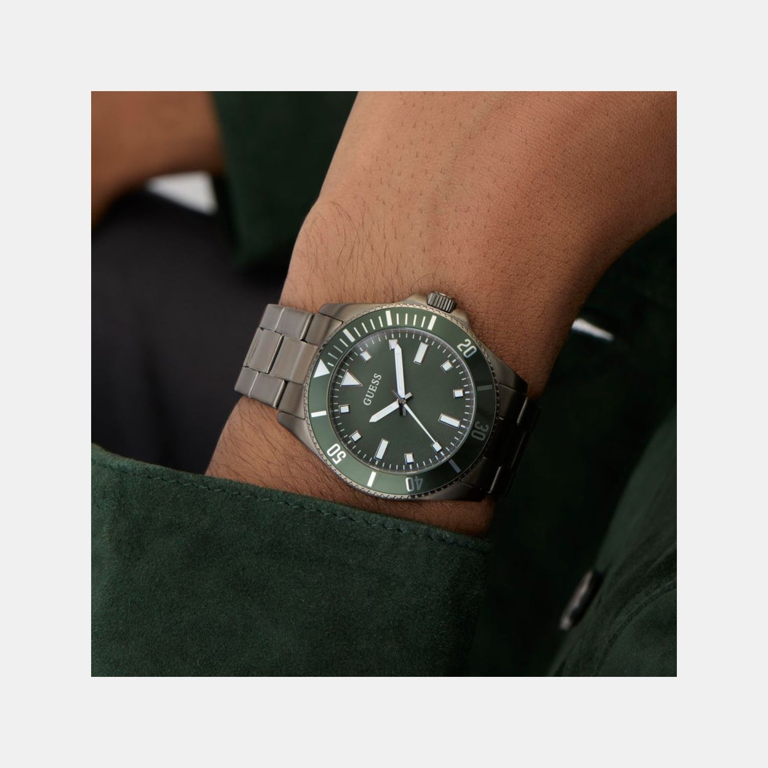 Guess Cliff Men Quartz Green Dial Analog Stainless Steel Watch GW0968G3 - view 6