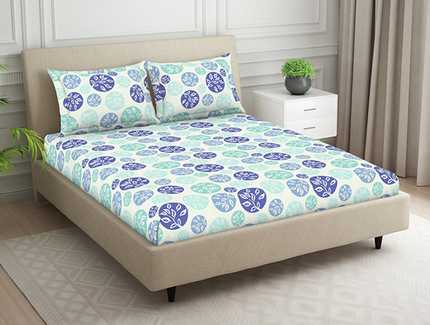 Spaces India Ornate Blue Polycotton Bedsheets Double Harmony - By Welspun - view 2