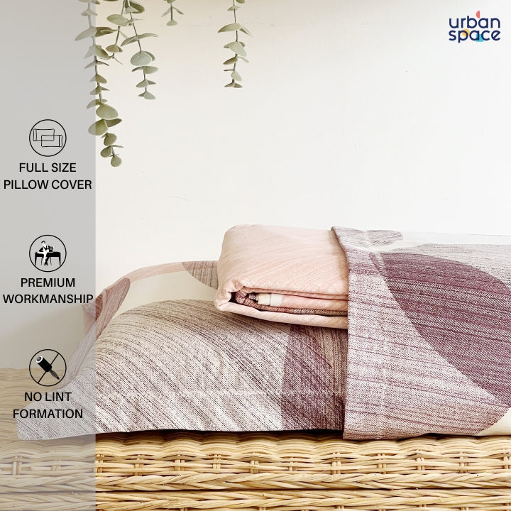 Urban Space -Home Furnishing Store Serene 200 TC 100% Cotton Single Printed Bedsheet with Pillow Covers - Oval Pink - view 4