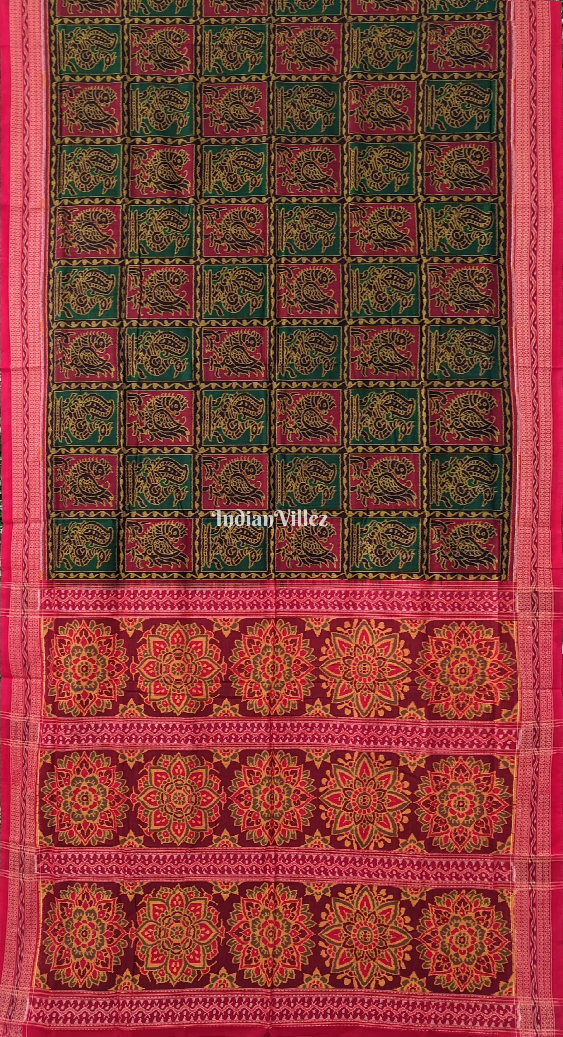 IndianVillèz Odisha Ikat 6 Kothi Sambalpuri Pure Cotton Saree