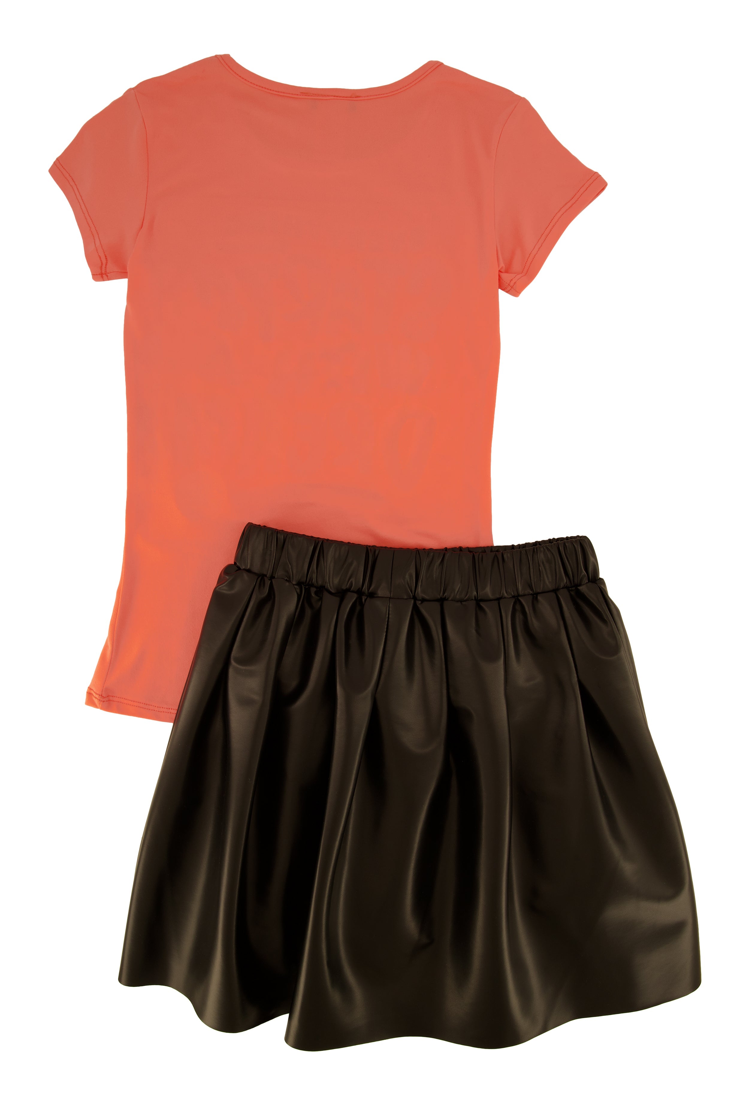 Rainbow Shops Girls Dream Graphic Top and Faux Leather Pleated Skort - view 2