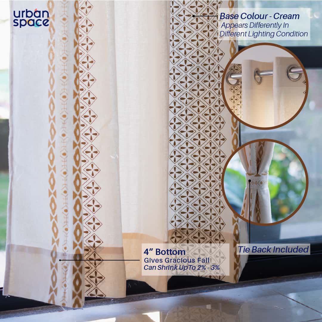 Urban Space -Home Furnishing Store 100% Cotton Curtains for Living Room, Bedroom curtains - Pack of 2 curtains, Global Border