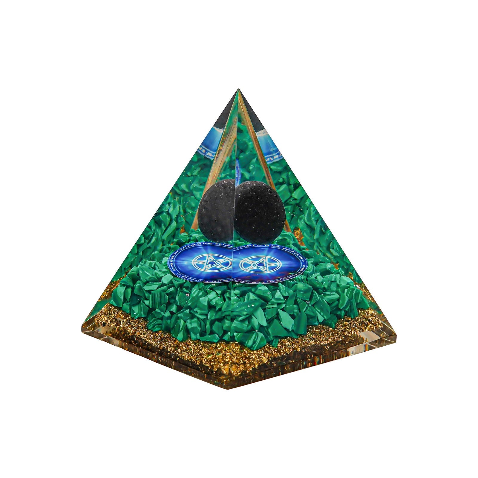 Gemsmantra Malachite With Black Ball Pyramid - view 2