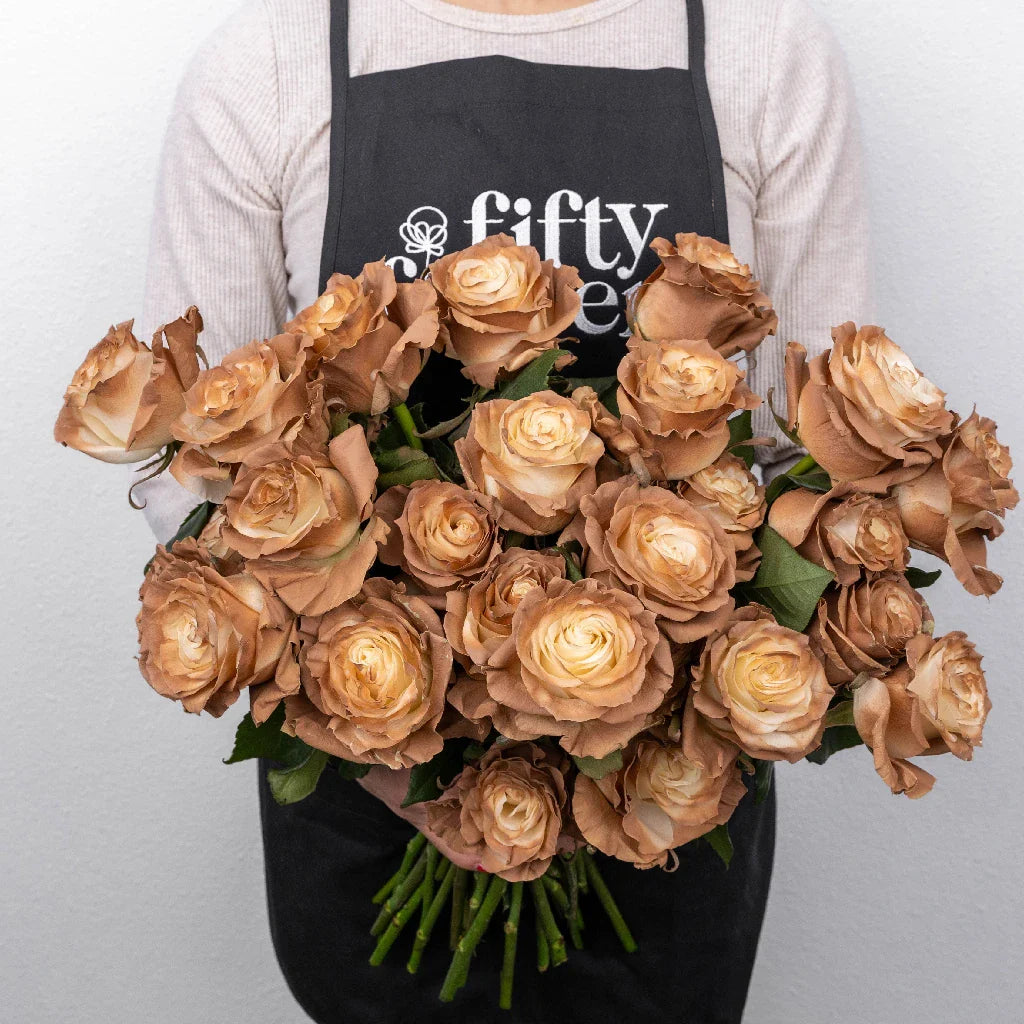 FiftyFlowers Mocha Brown Tinted Roses