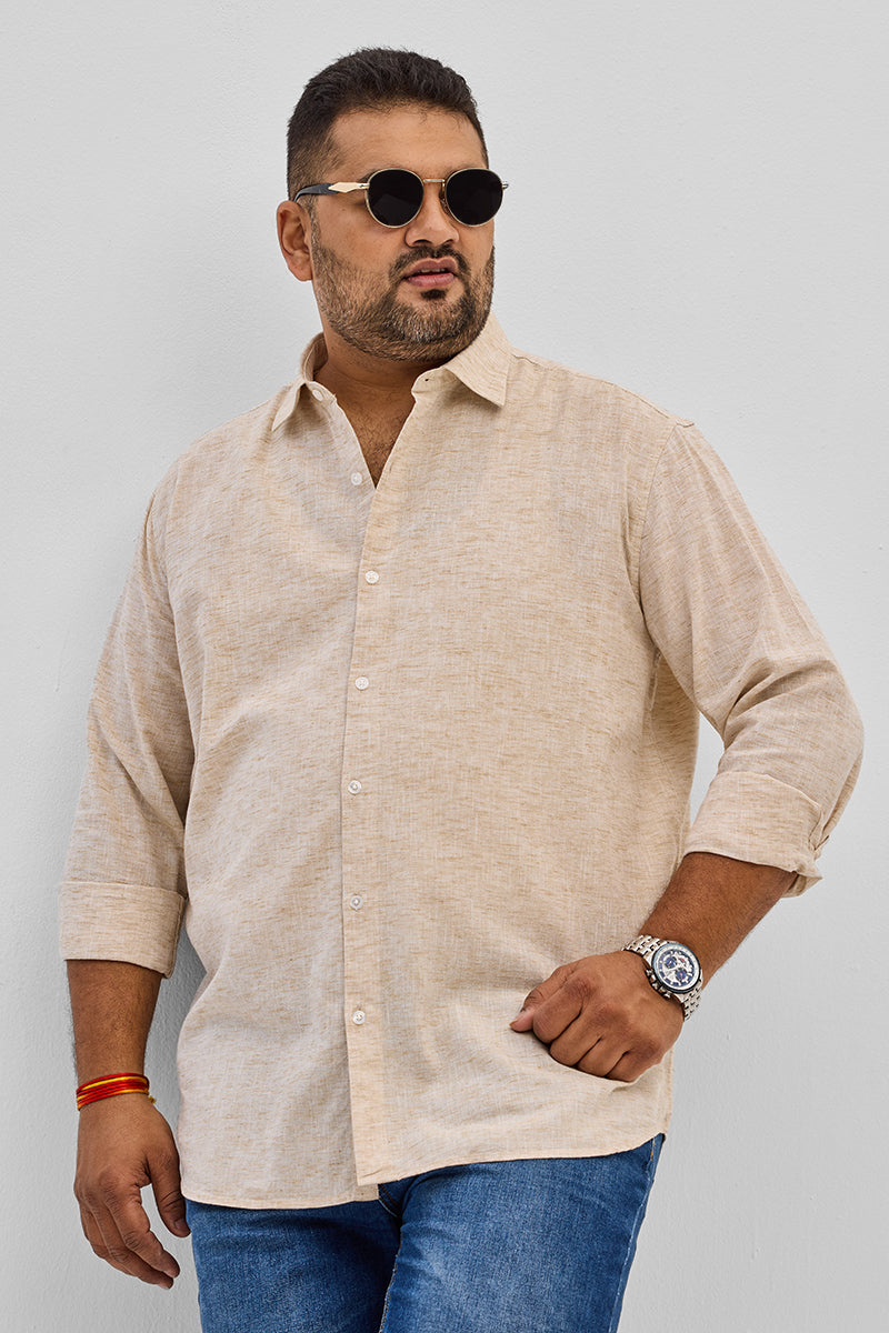 SNITCH Beige Linen Blend Shirt