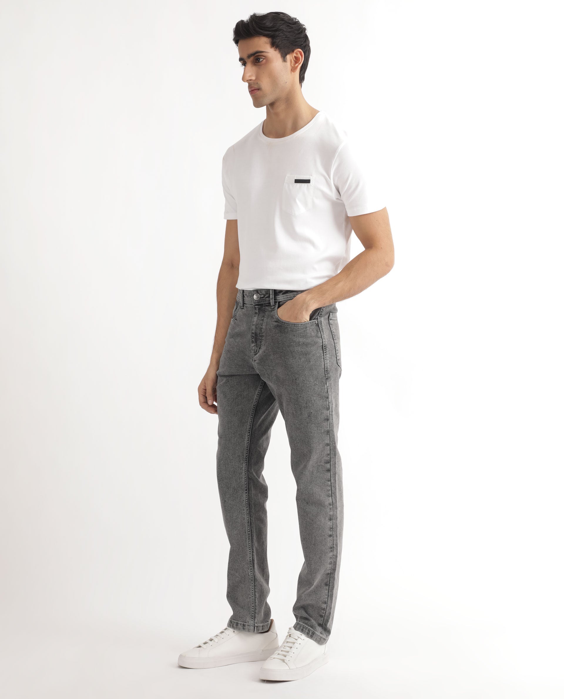 Rare Rabbit Men's Klune Light Grey Mid Wash Mid-Rise Regular Fit Jeans - view 5