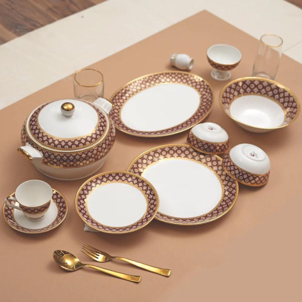 Clay Craft Urmi Royal Velvet Dinner Set | Set of 38 Pcs