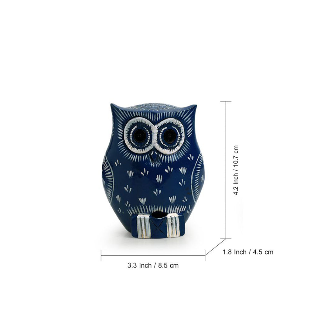 EXCLUSIVELANE 'The Enlightened Owl' Handpainted Showpiece In Eucalyptus Wood - view 6