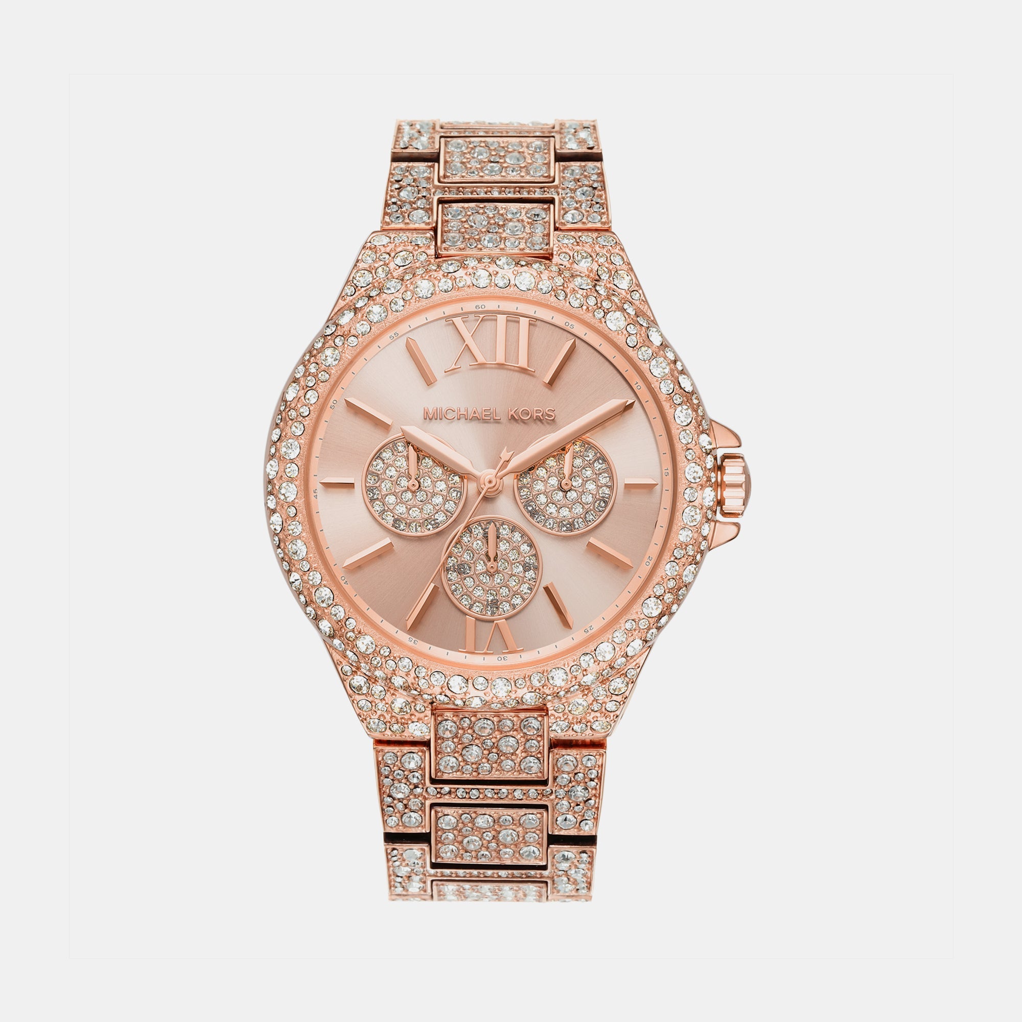 Michael Kors Camille Women Quartz Rose Gold Dial Chronograph Stainless Steel Watch MK6961