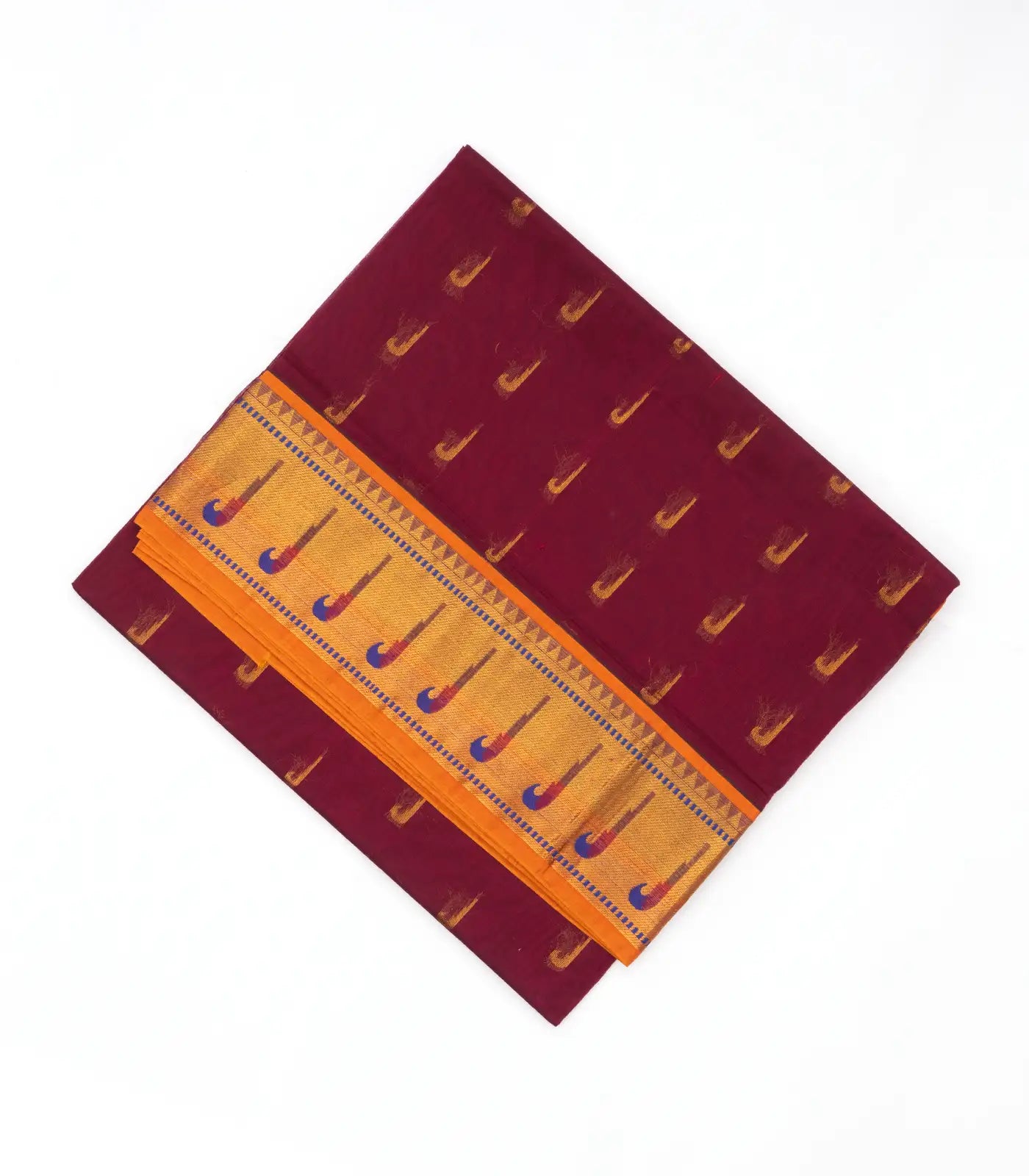 RmKV Maroon Venkatagiri Cotton Saree With Muniya Motifs